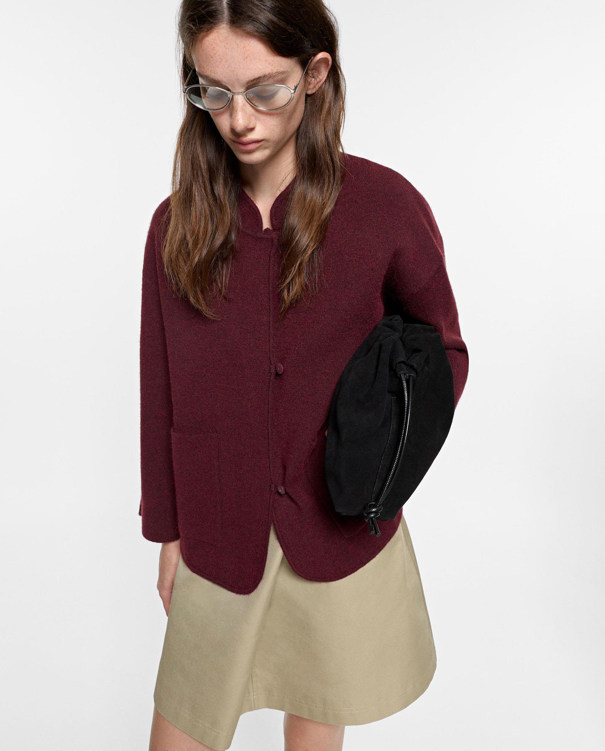 Chaqueta de mujer de punto con botones - Parfois - Burdeos Burdeos-1