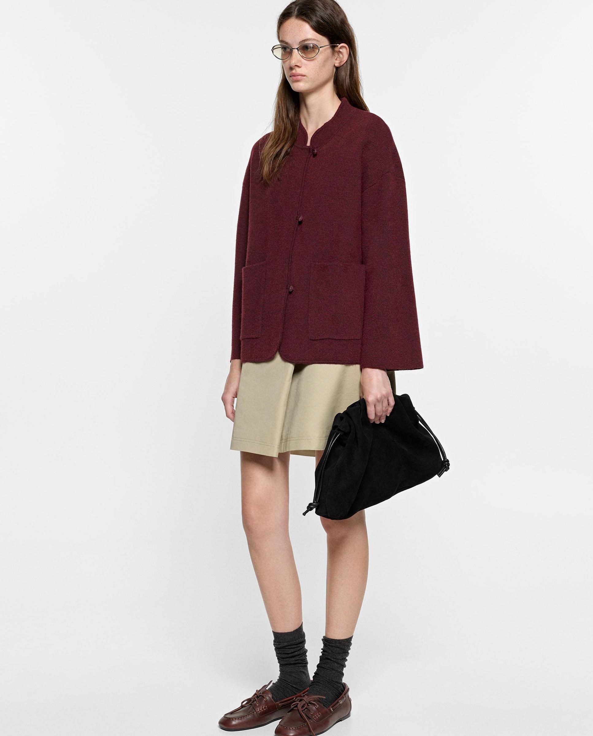 Chaqueta de mujer de punto con botones - Parfois - Burdeos Burdeos-2