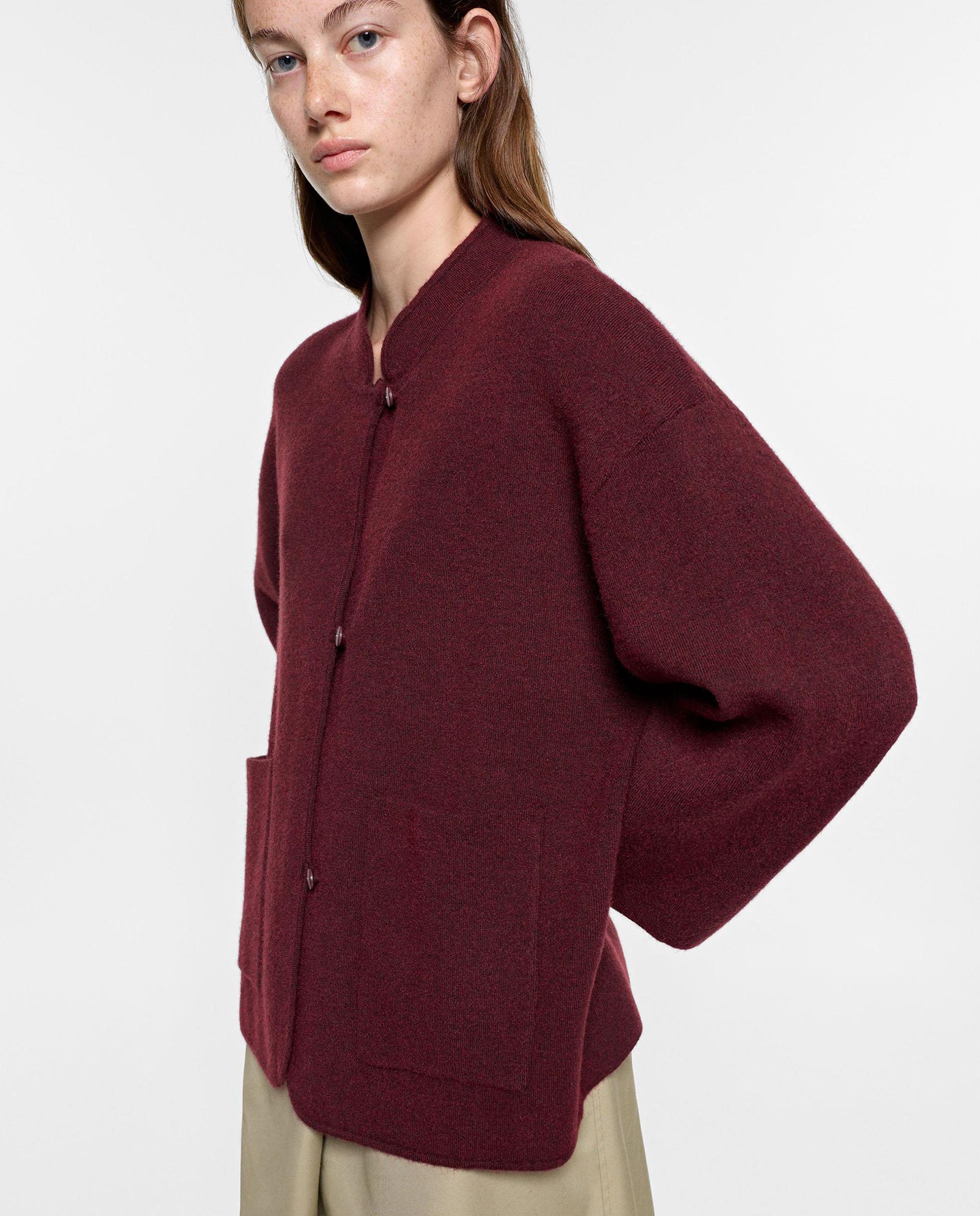 Chaqueta de mujer de punto con botones - Parfois - Burdeos Burdeos-3