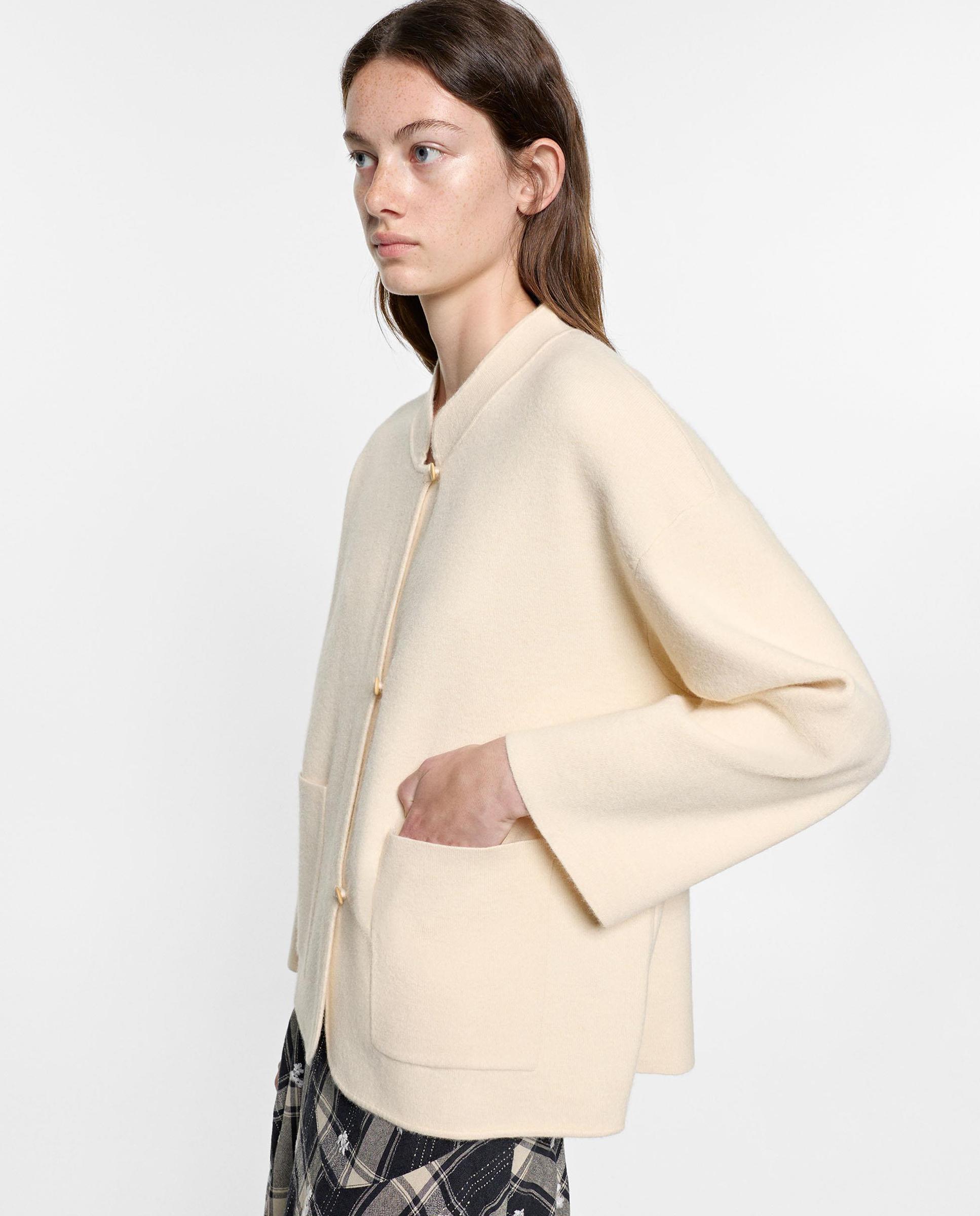 Chaqueta de mujer de punto con botones - Parfois - Crudo Crudo-3