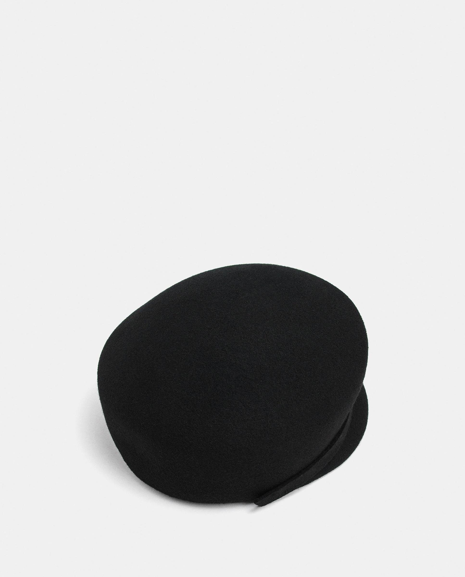 Boina de mujer 100% lana con broche decorativo - Parfois - Negro Negro-6