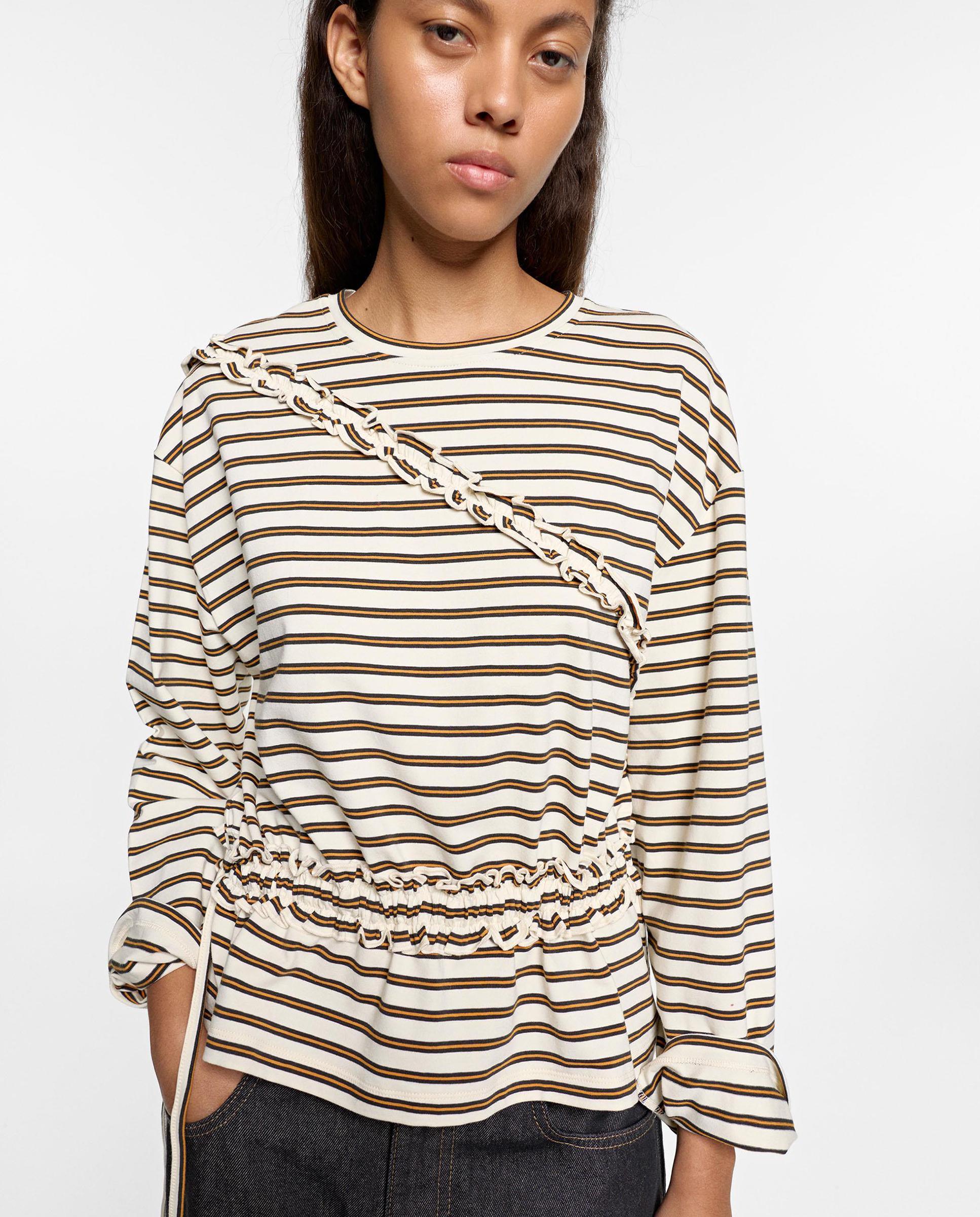 Camiseta de mujer de manga larga con estampado de rayas - Parfois - Crudo Crudo-1