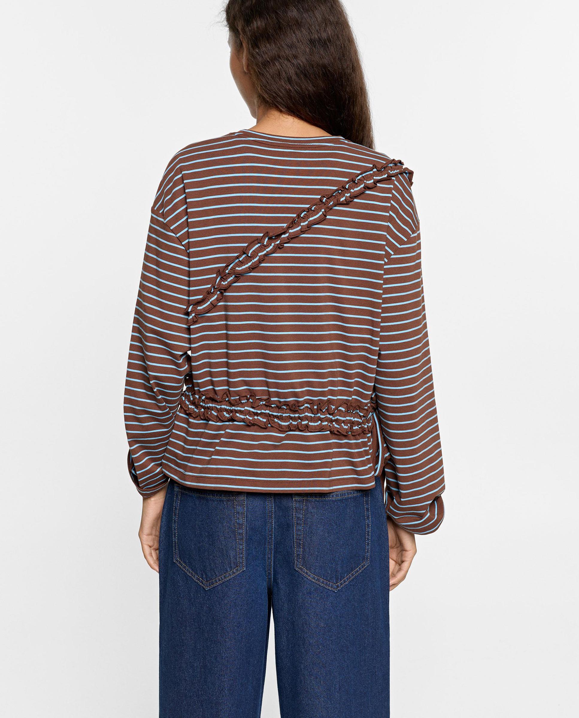 Camiseta de mujer de manga larga con estampado de rayas - Parfois - Marrón oscuro Marrón oscuro-4