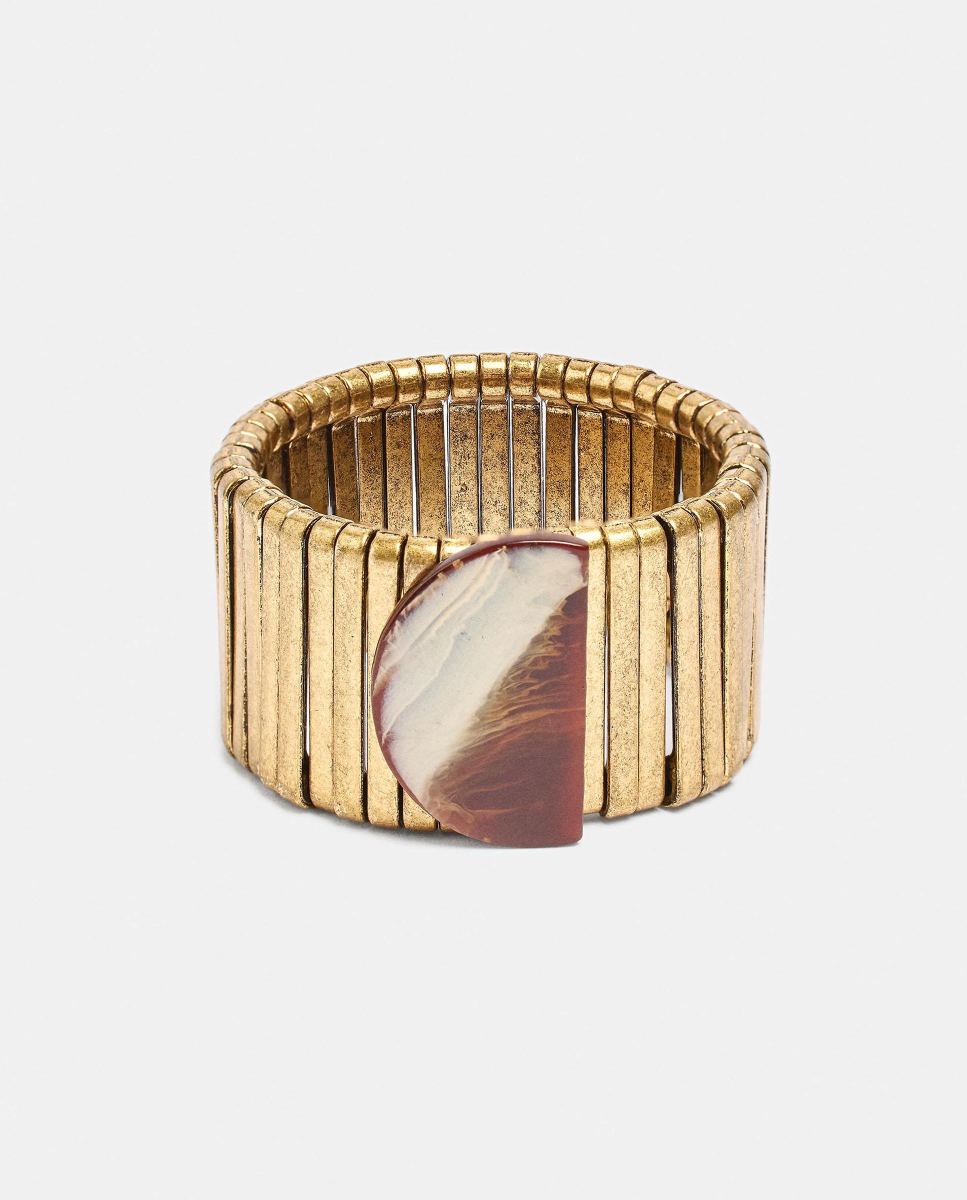 Imagen 0 de Brazalete con piedra decorativa en liso Dorado