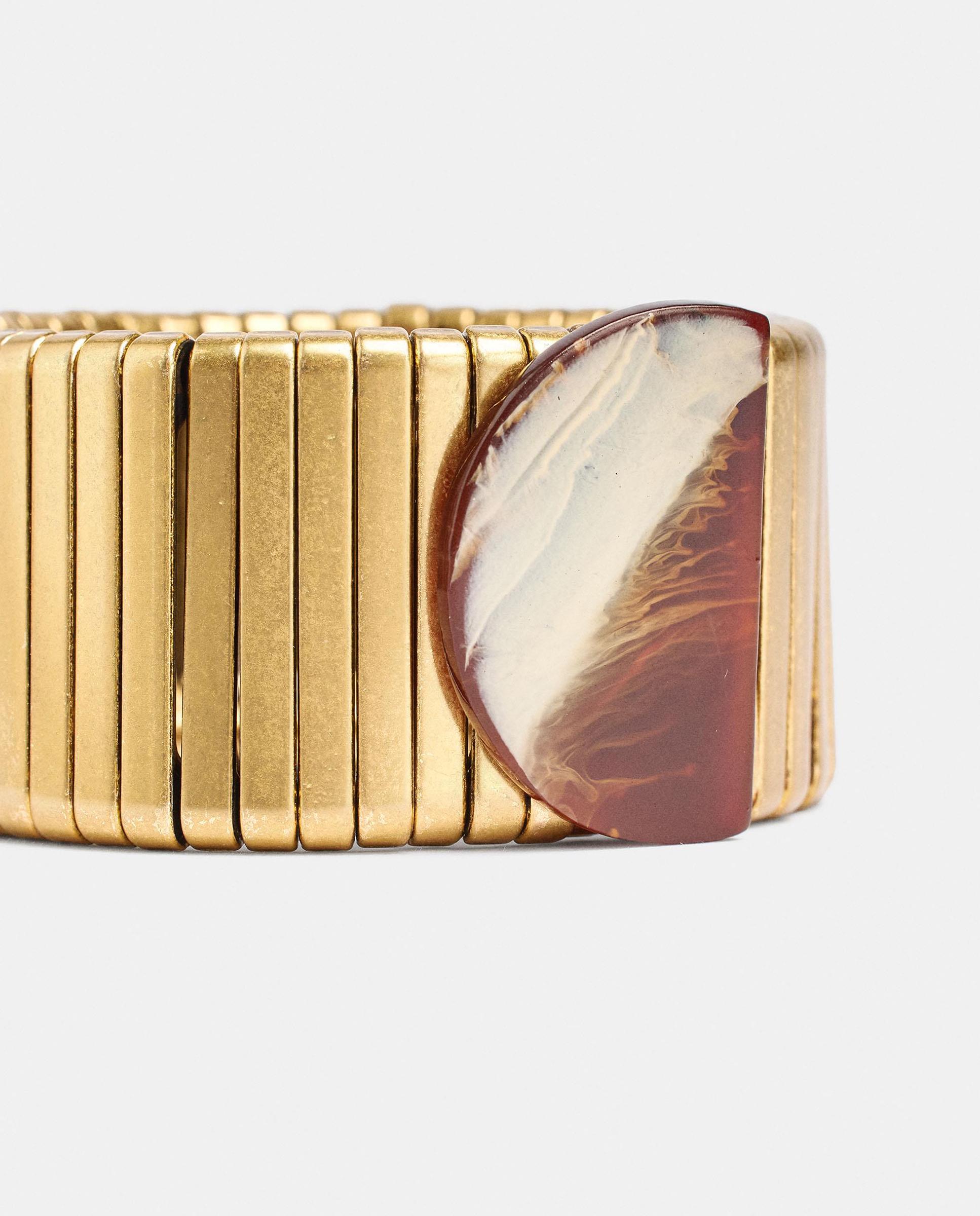 Brazalete con piedra decorativa en liso - Parfois - Dorado Dorado-2