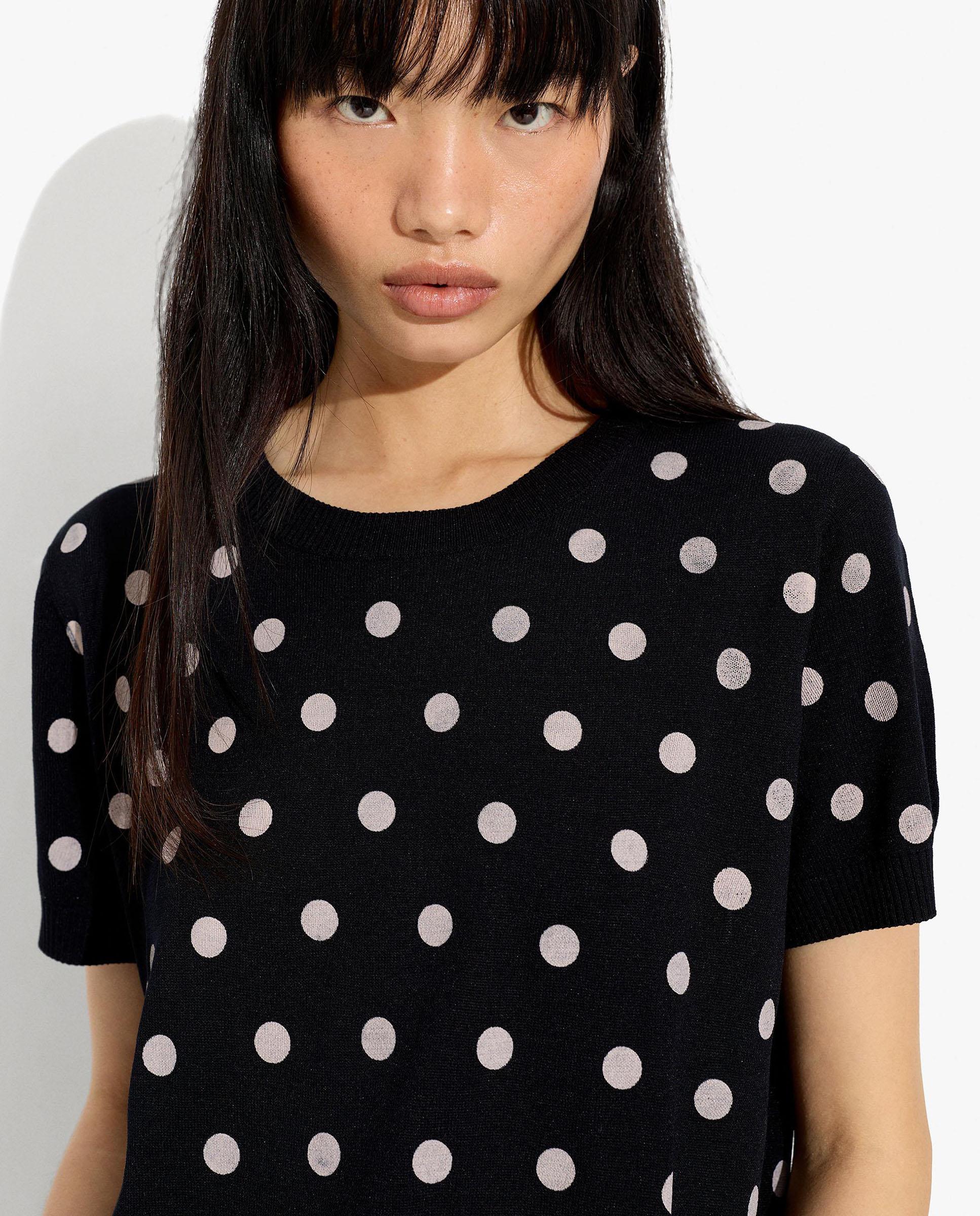 Jersey de mujer de punto de manga corta con estampado de lunares - Parfois - Negro Negro-1