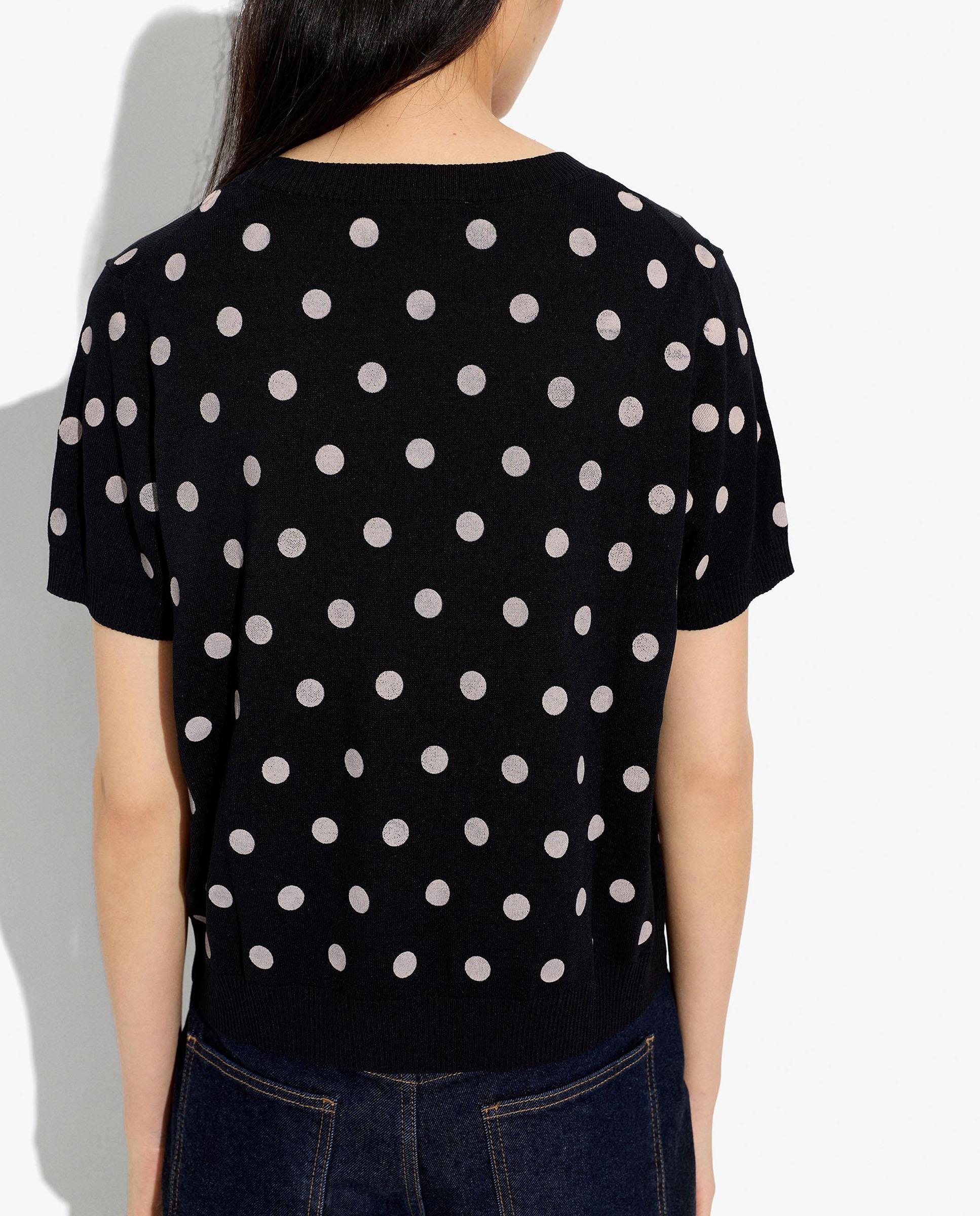 Jersey de mujer de punto de manga corta con estampado de lunares - Parfois - Negro Negro-4