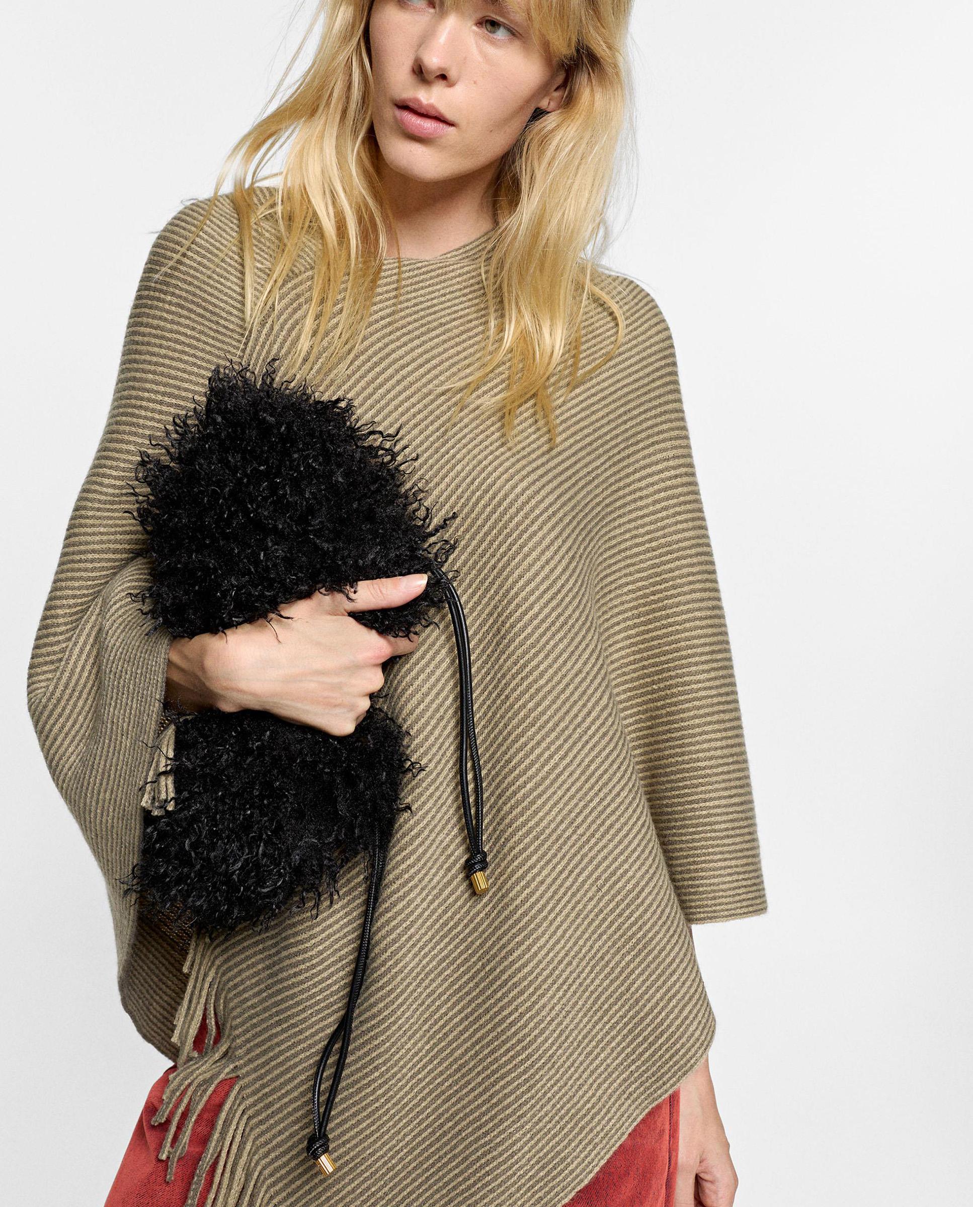 Capa de mujer 100% lana estilo poncho en liso - Parfois - Beige Beige-2