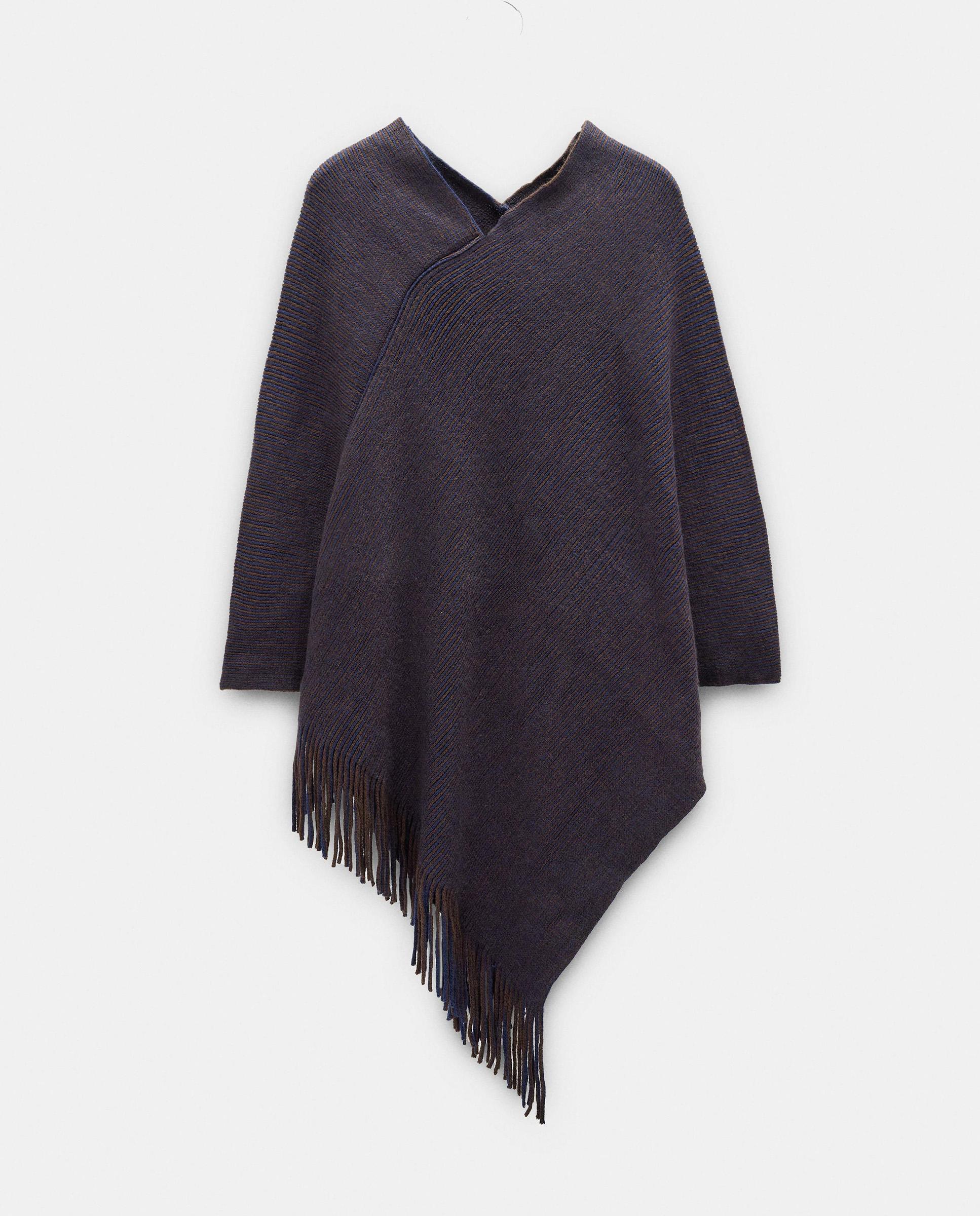 Capa de mujer 100% lana estilo poncho en liso - Parfois - Morado Morado-1