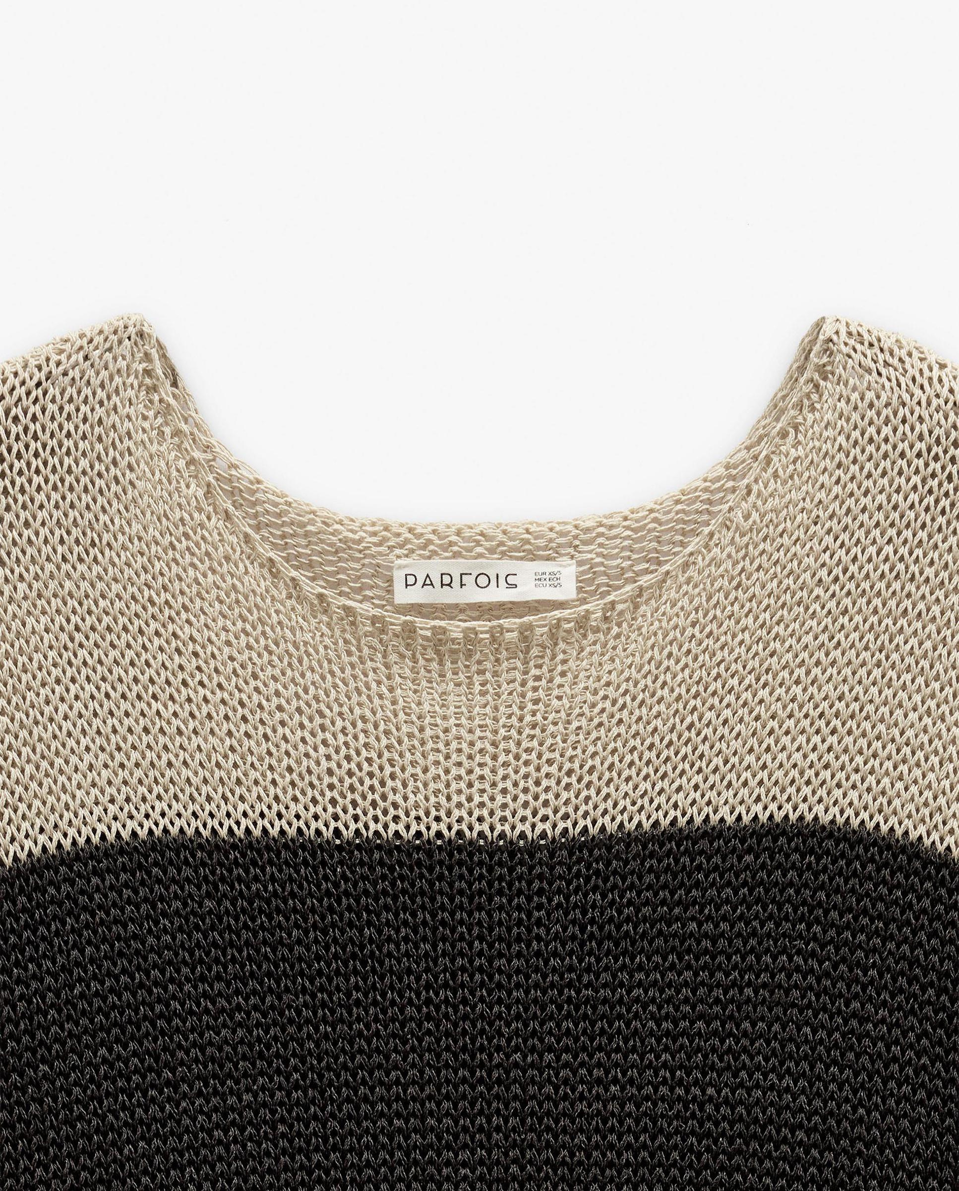 Jersey de mujer de punto con manga fluida y estampado de rayas - Parfois - Natural Natural-5