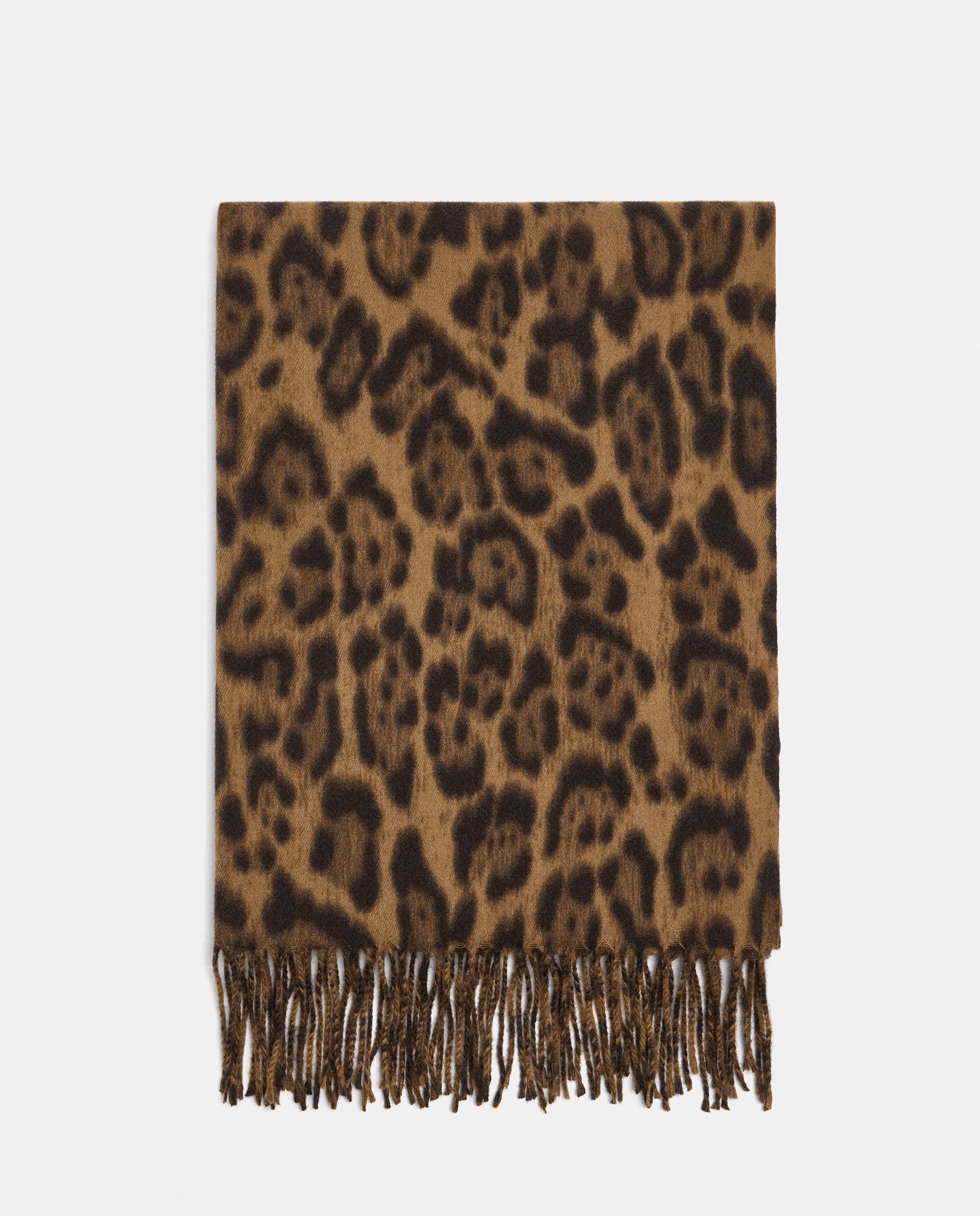 Bufanda 100% lana con flecos y estampado animal print - Parfois - Multicolor Multicolor-1