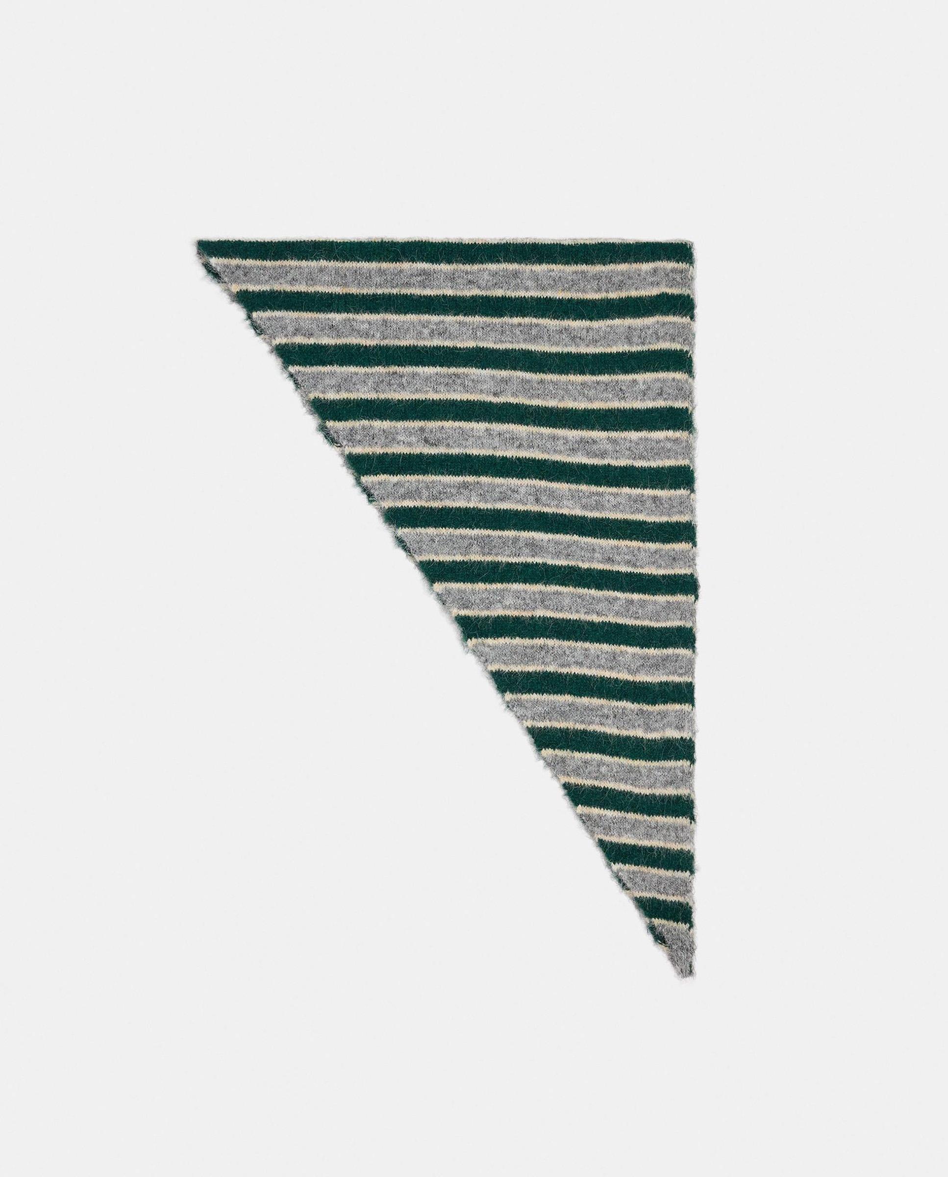 Pañuelo 100% lana triangular con estampado de rayas - Parfois - Verde Verde-1