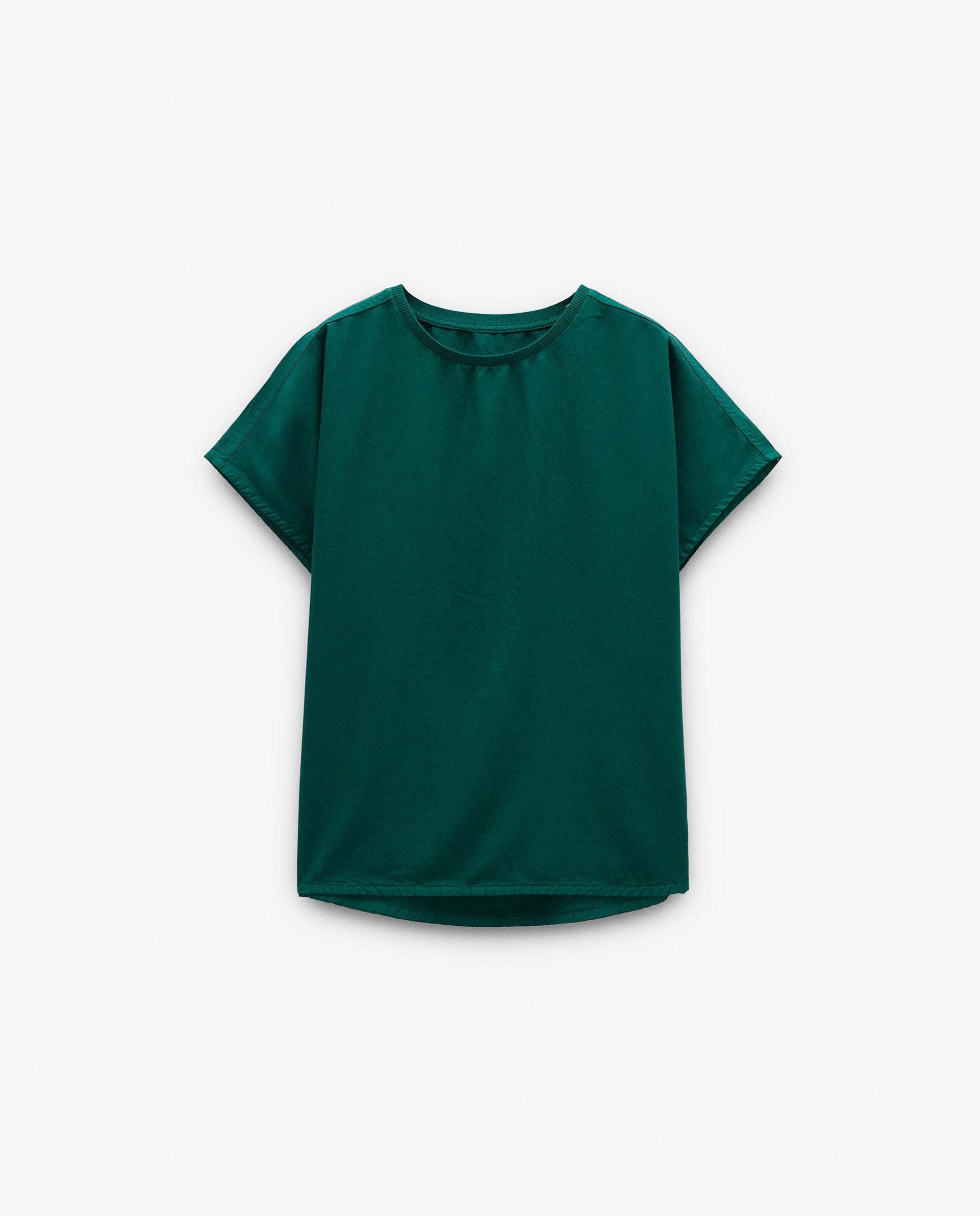 Camiseta de mujer 100% liocel de manga corta en liso - Parfois - Verde Verde-7