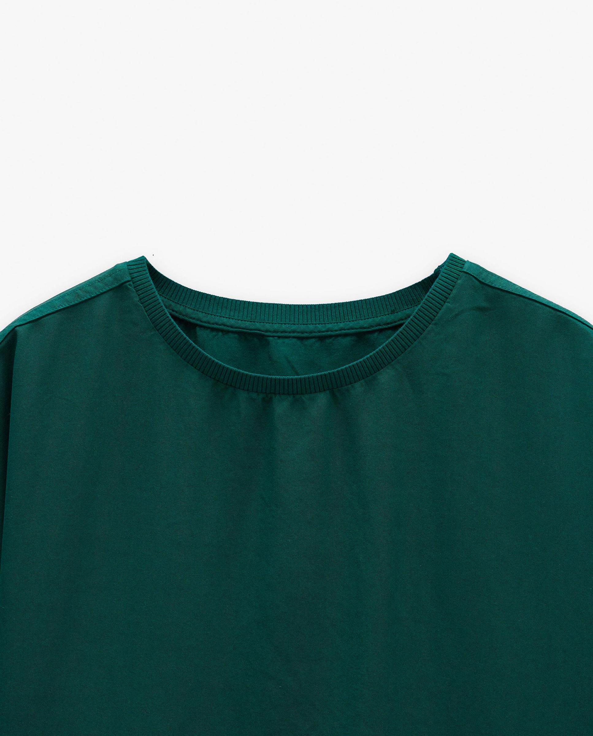 Camiseta de mujer 100% liocel de manga corta en liso - Parfois - Verde Verde-6