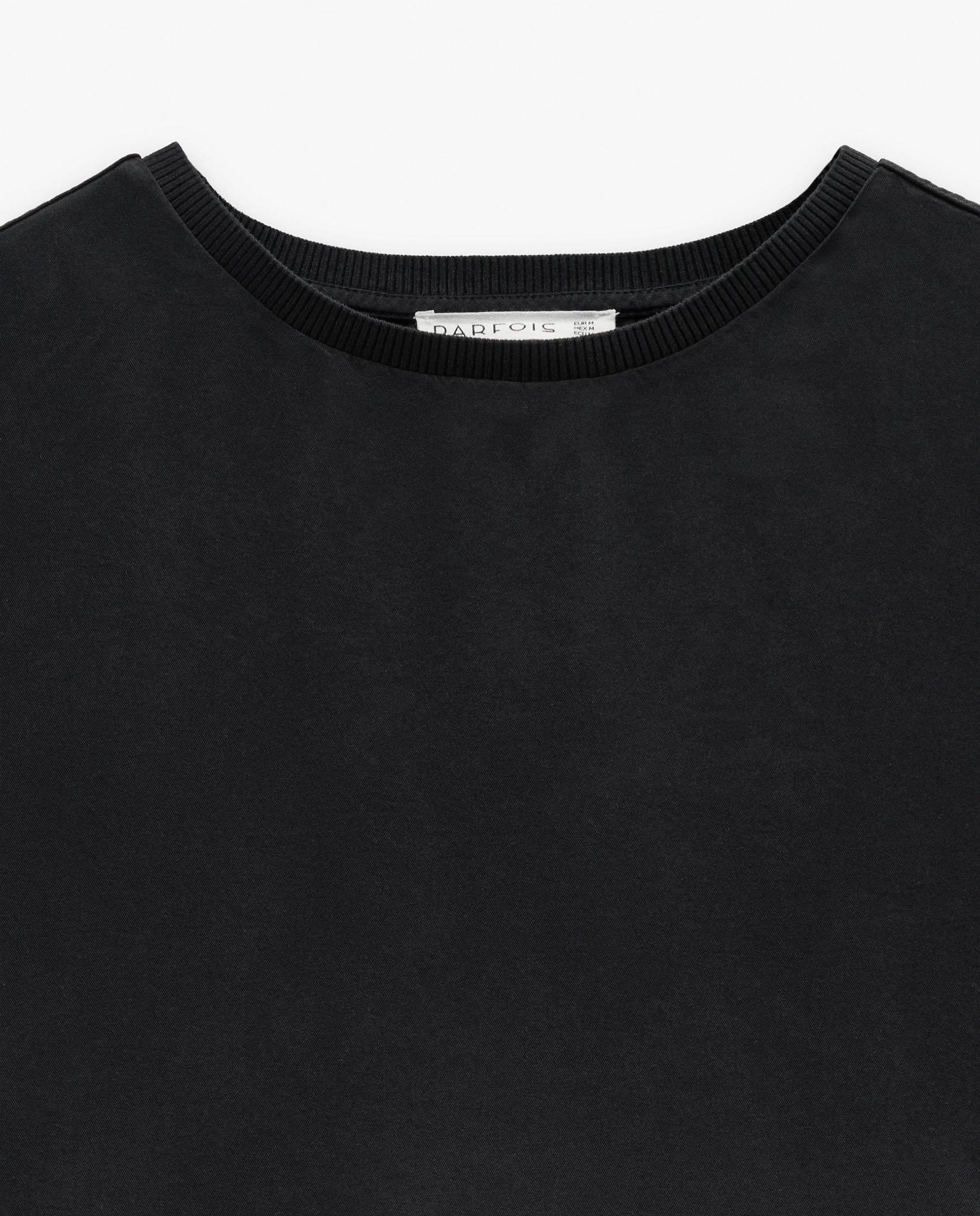 Camiseta de mujer 100% liocel de manga corta en liso - Parfois - Negro Negro-5