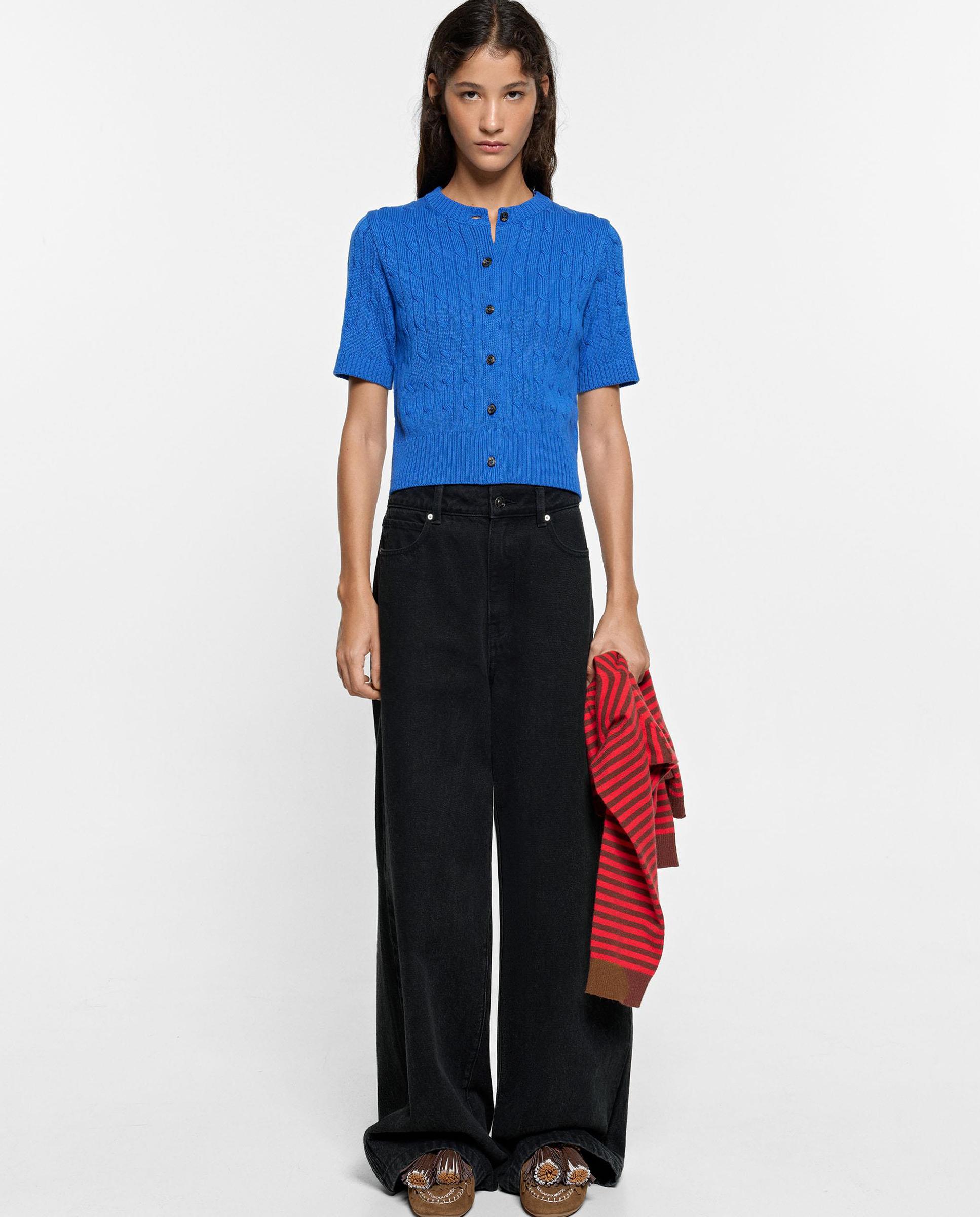 Cárdigan de mujer de punto con botones - Parfois - Azul Azul-3