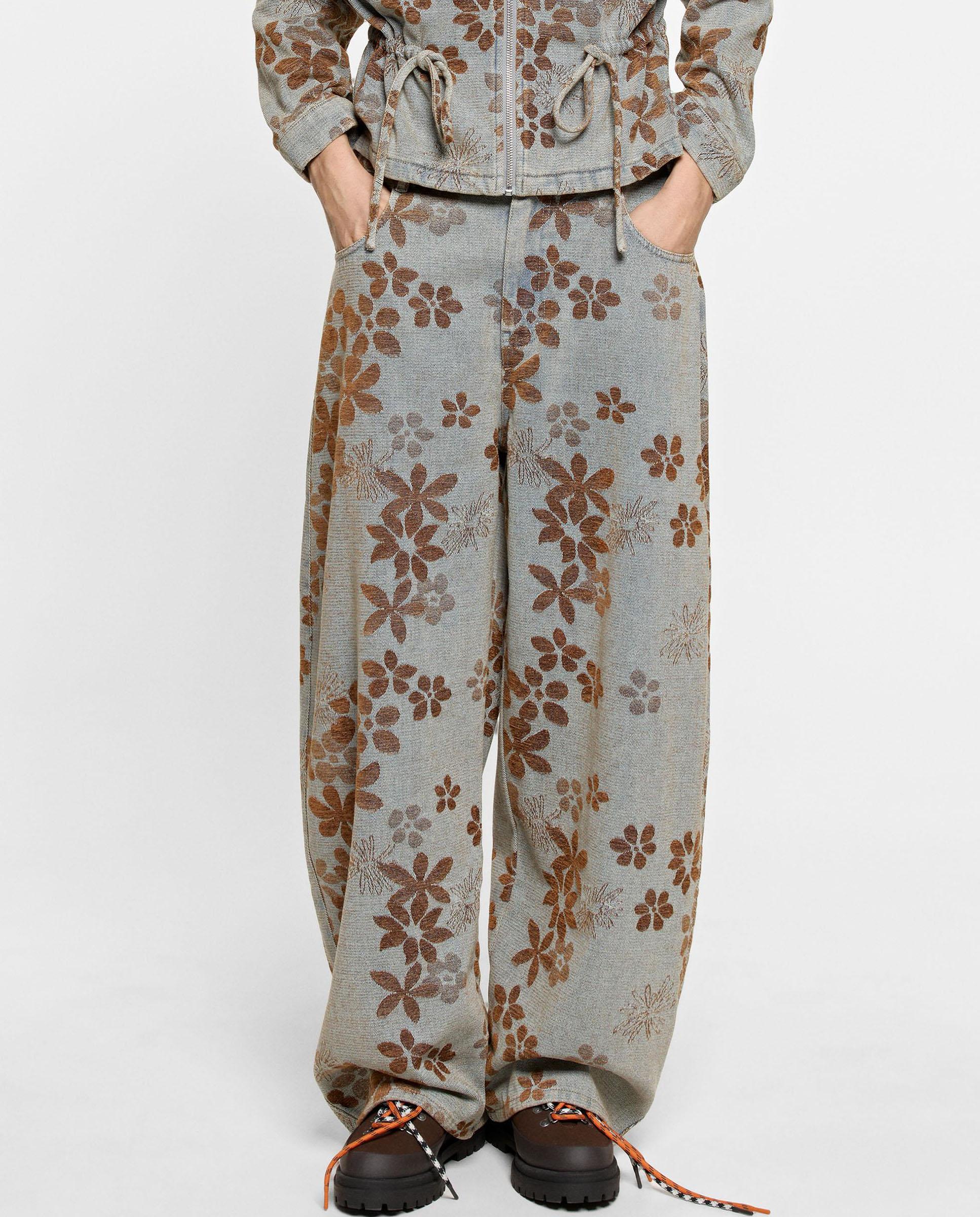 Imagen 2 de Vaqueros anchos de mujer barrel con estampado floral - Parfois - Azul Azul