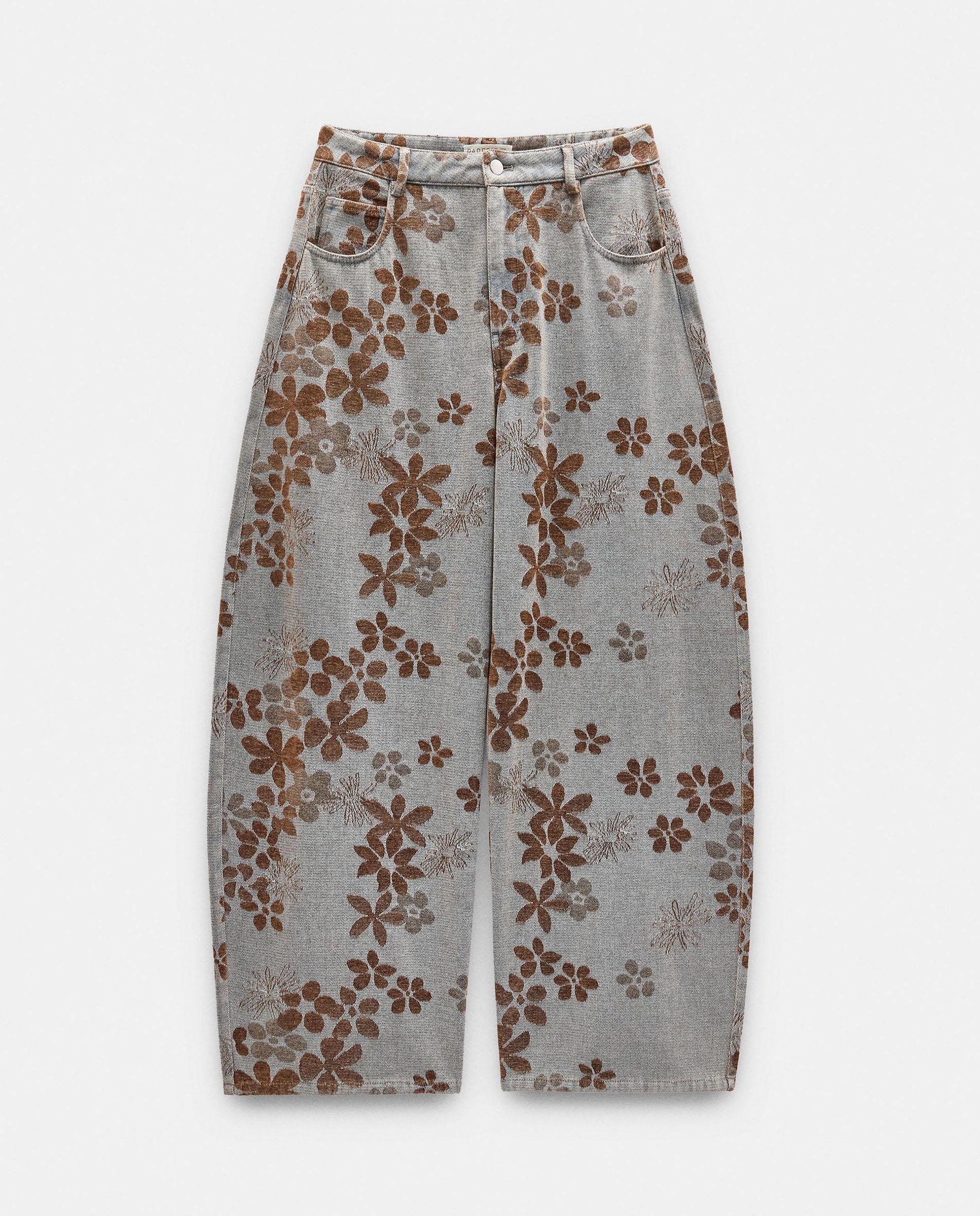 Imagen 7 de Vaqueros anchos de mujer barrel con estampado floral - Parfois - Azul Azul