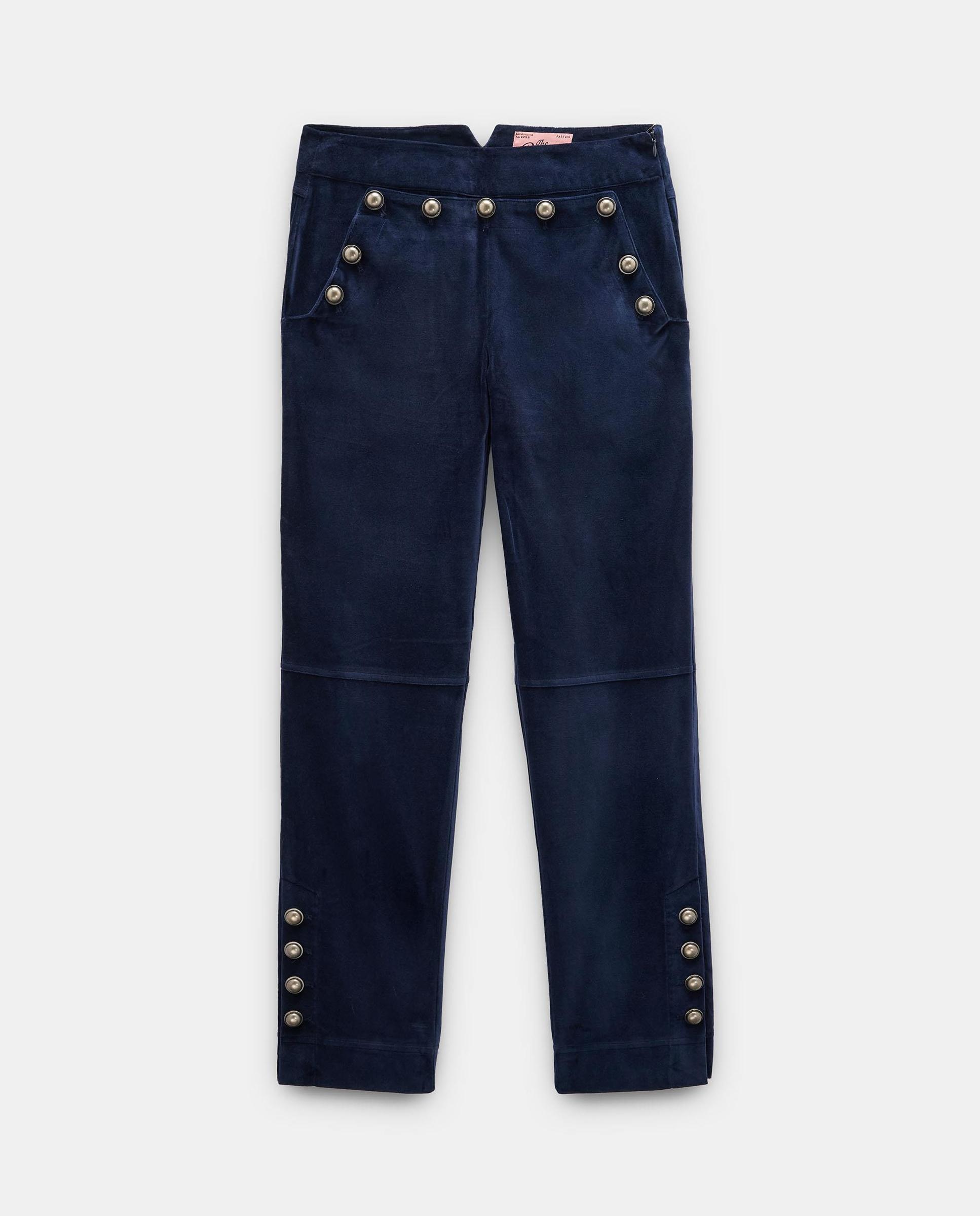 Pantalones rectos de mujer 100% algodón con tachuelas decorativas - Parfois - Azul Azul-8