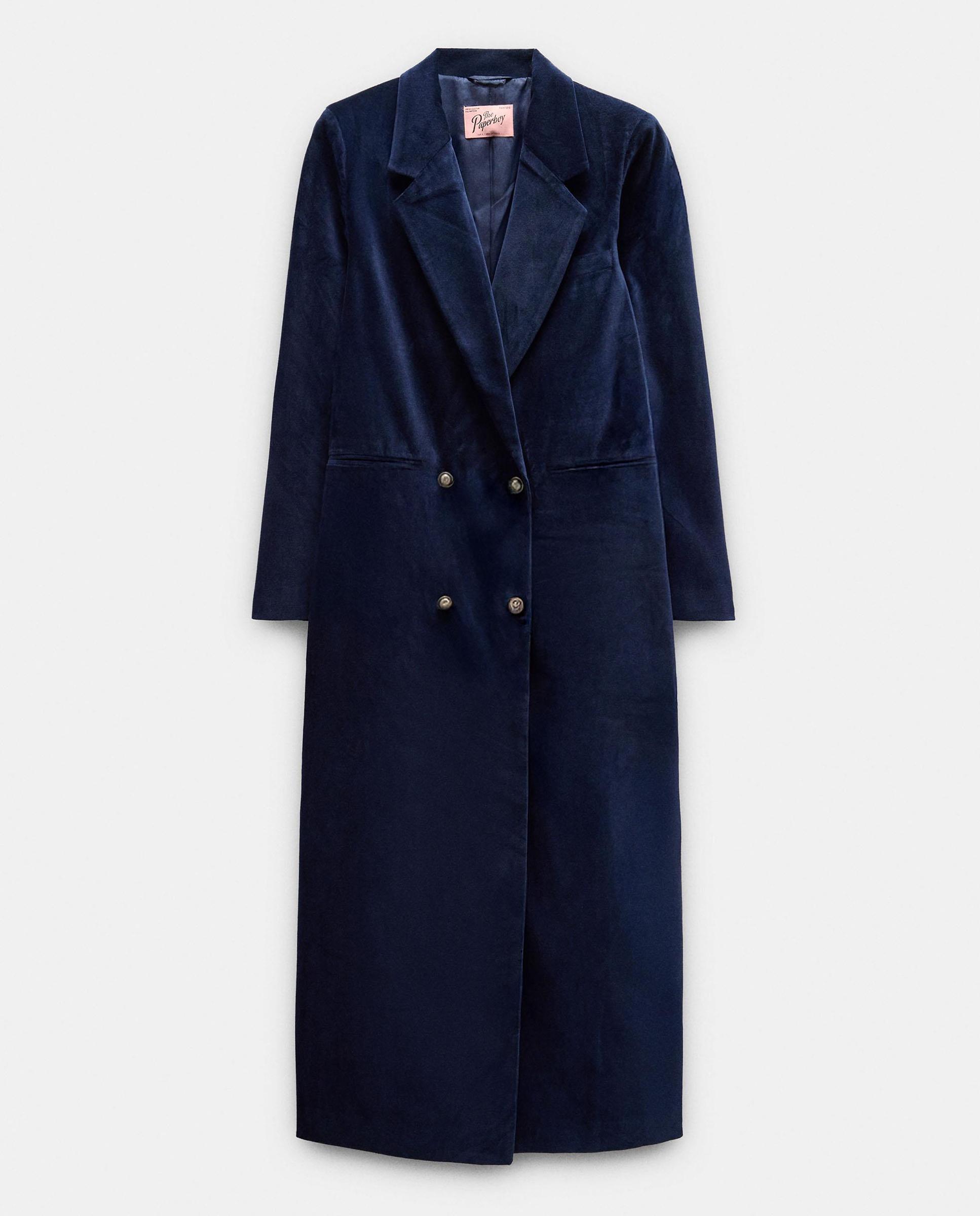 Abrigo de paño de mujer 100% algodón con botones a contraste - Parfois - Azul Azul-8