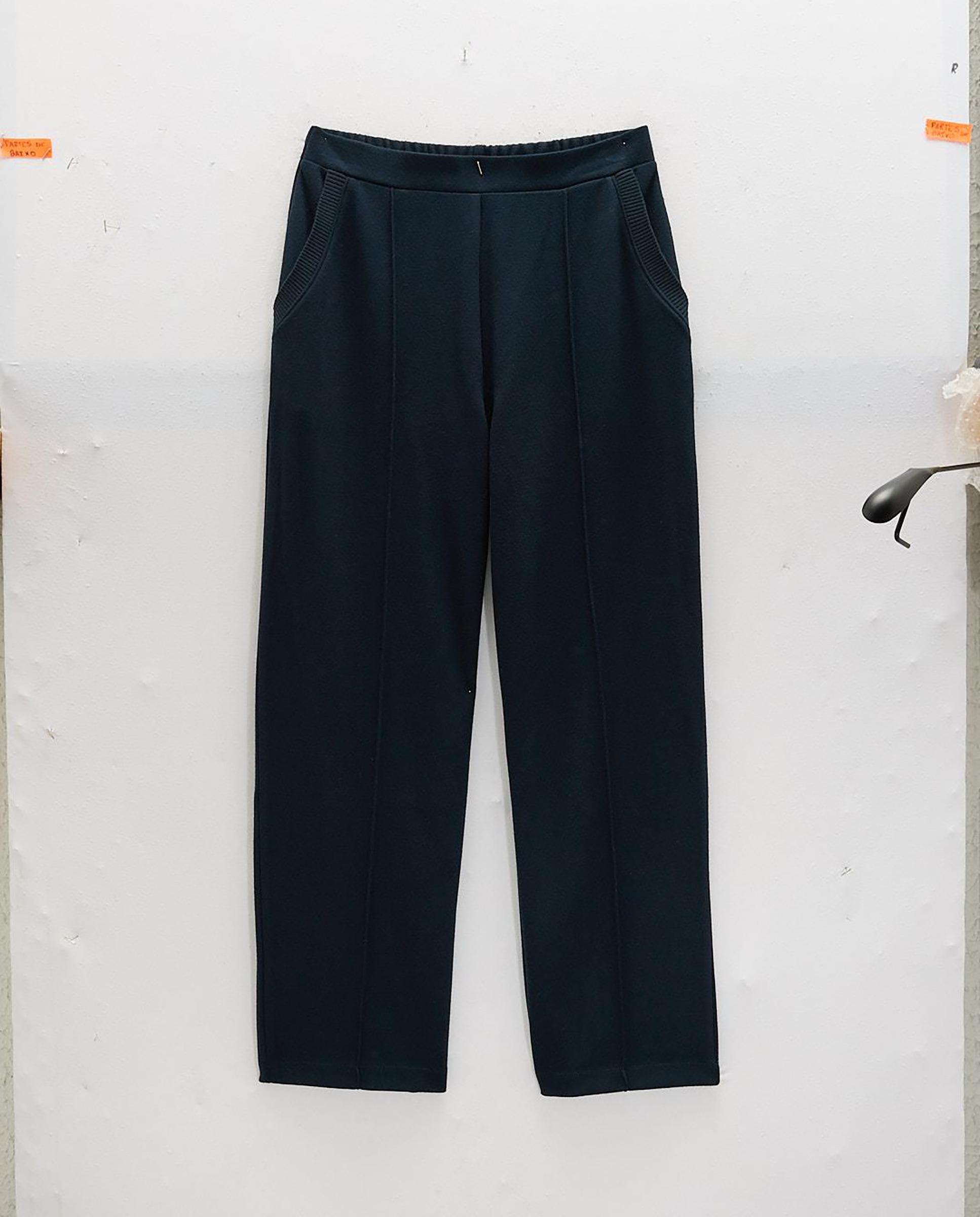 Imagen 2 de Pantalones anchos de mujer de punto con cintura elástica - Parfois - Azul marino Azul marino