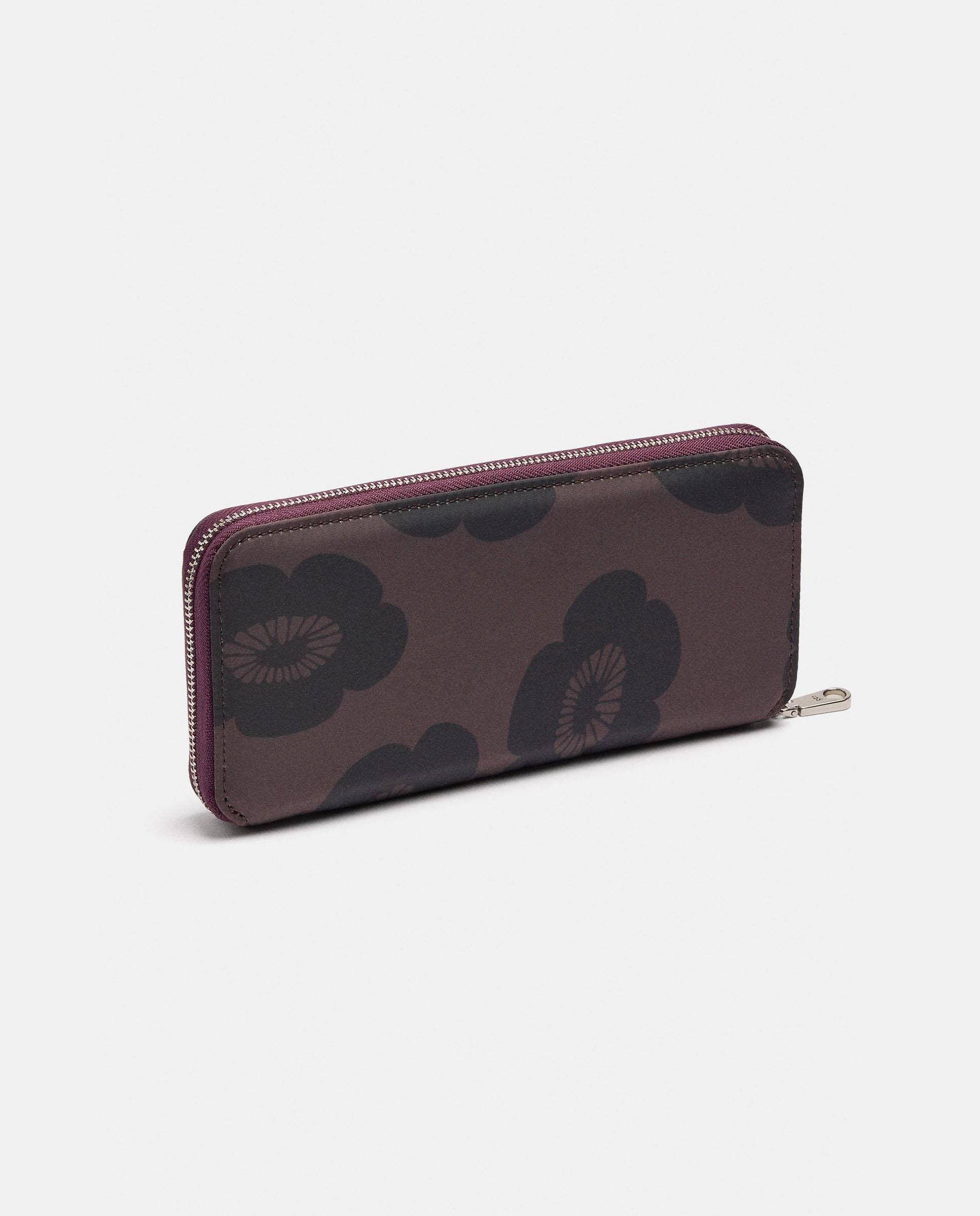 Cartera de mujer grande con cierre de cremallera y estampado floral - Parfois - Marrón oscuro Marrón oscuro-2