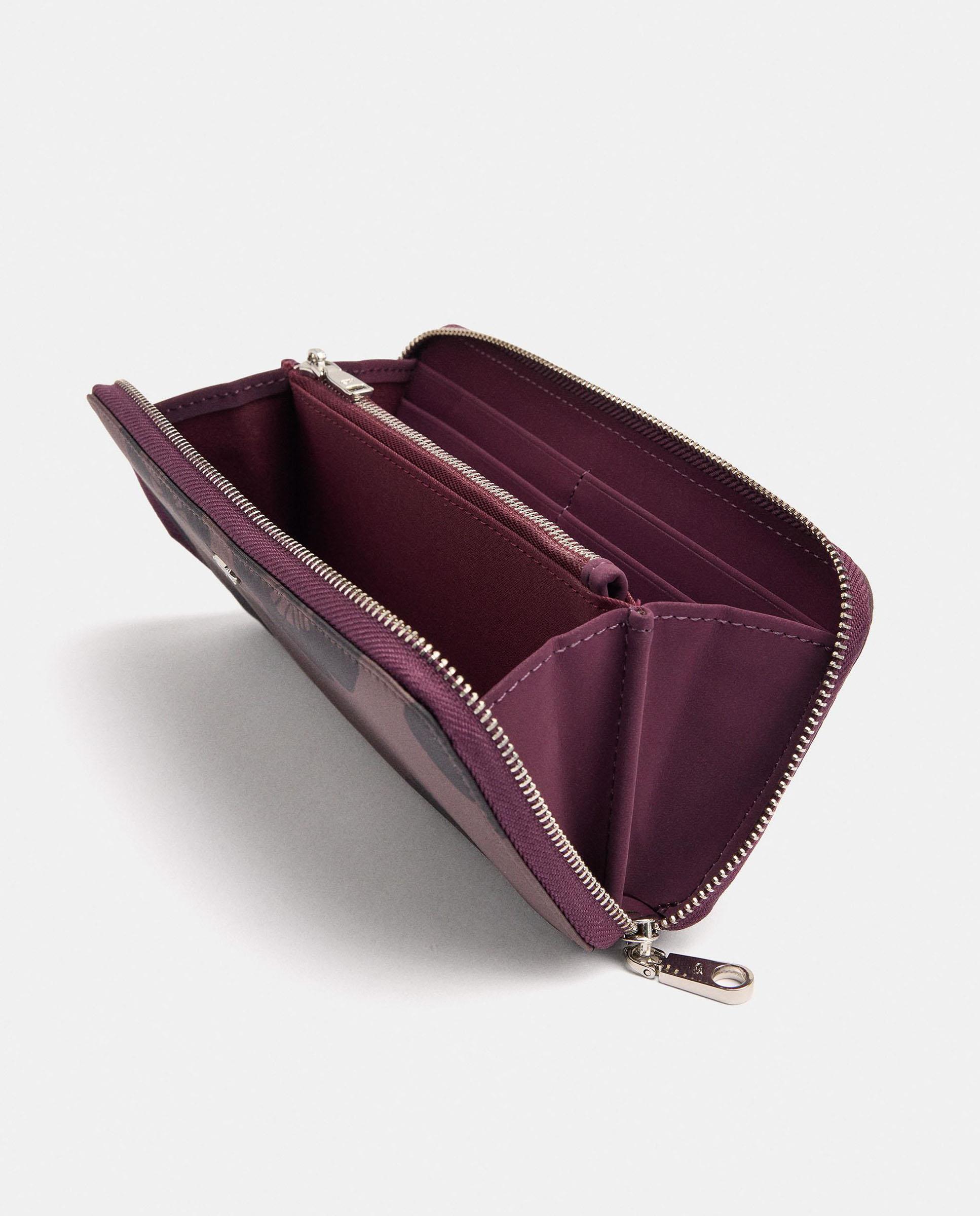 Cartera de mujer grande con cierre de cremallera y estampado floral - Parfois - Marrón oscuro Marrón oscuro-4