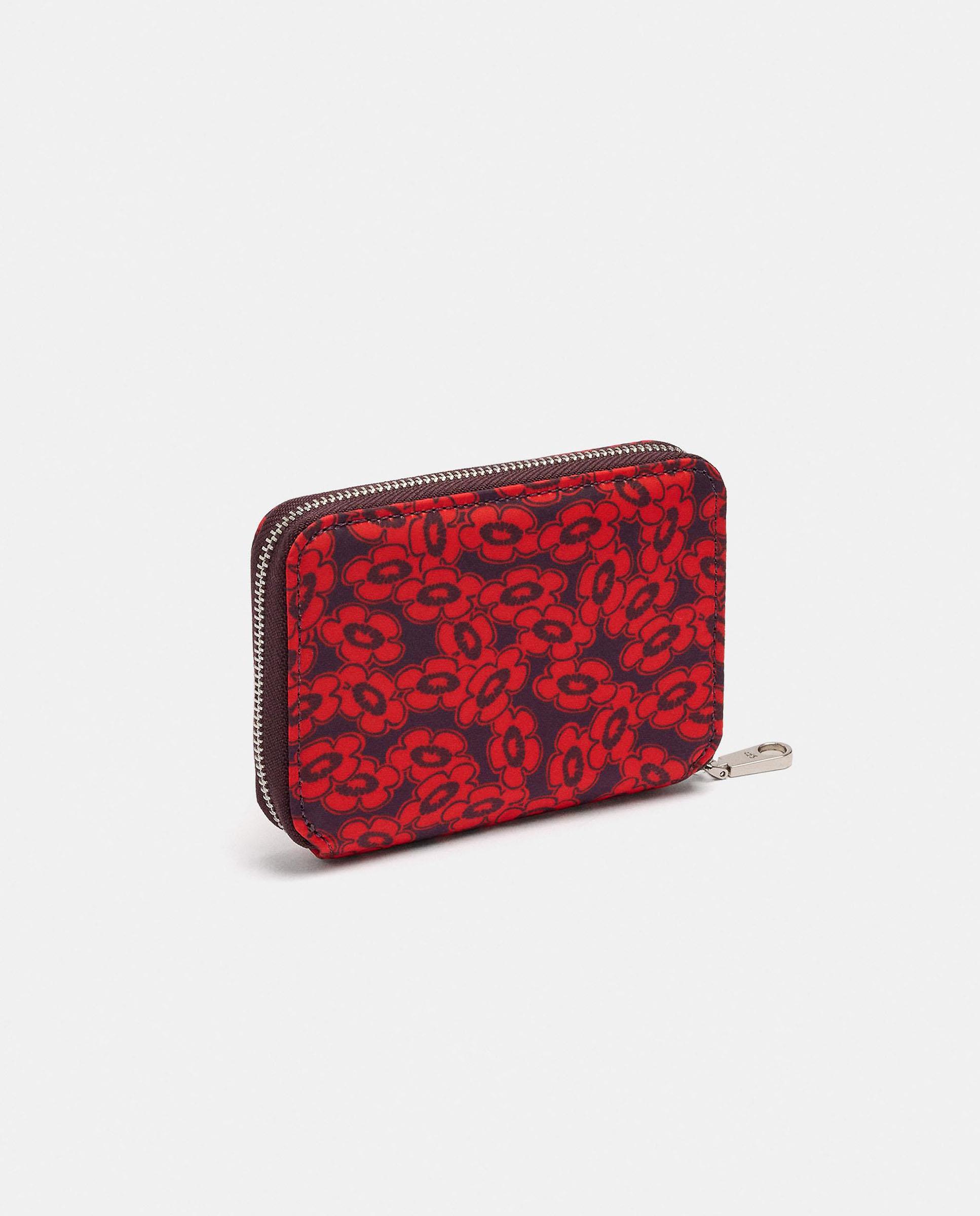 Cartera de mujer pequeña con cierre de cremallera y estampado floral - Parfois - Rojo Rojo-2