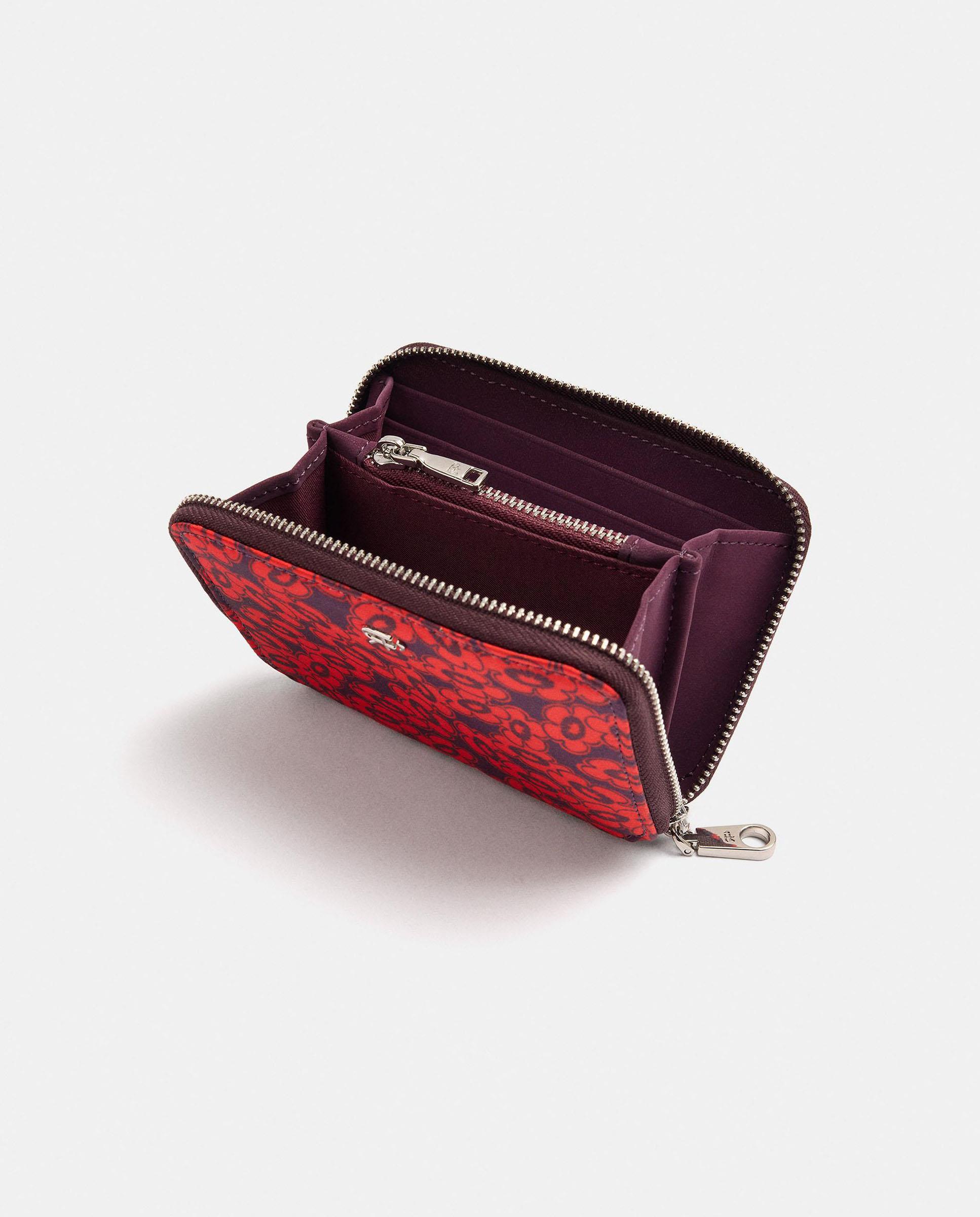 Cartera de mujer pequeña con cierre de cremallera y estampado floral - Parfois - Rojo Rojo-4