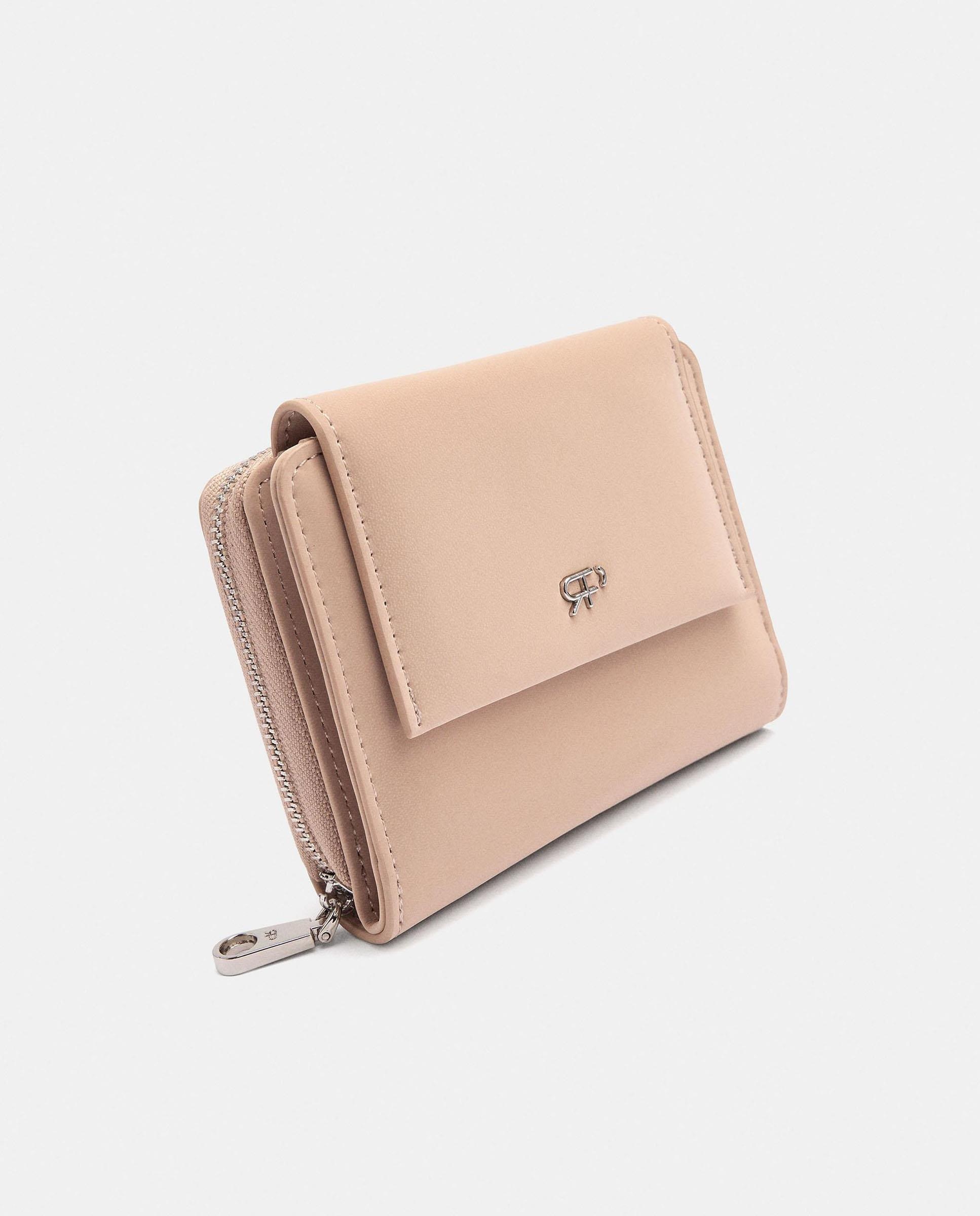 Cartera de mujer pequeña con cierre de cremallera en liso - Parfois - Beige Beige-3