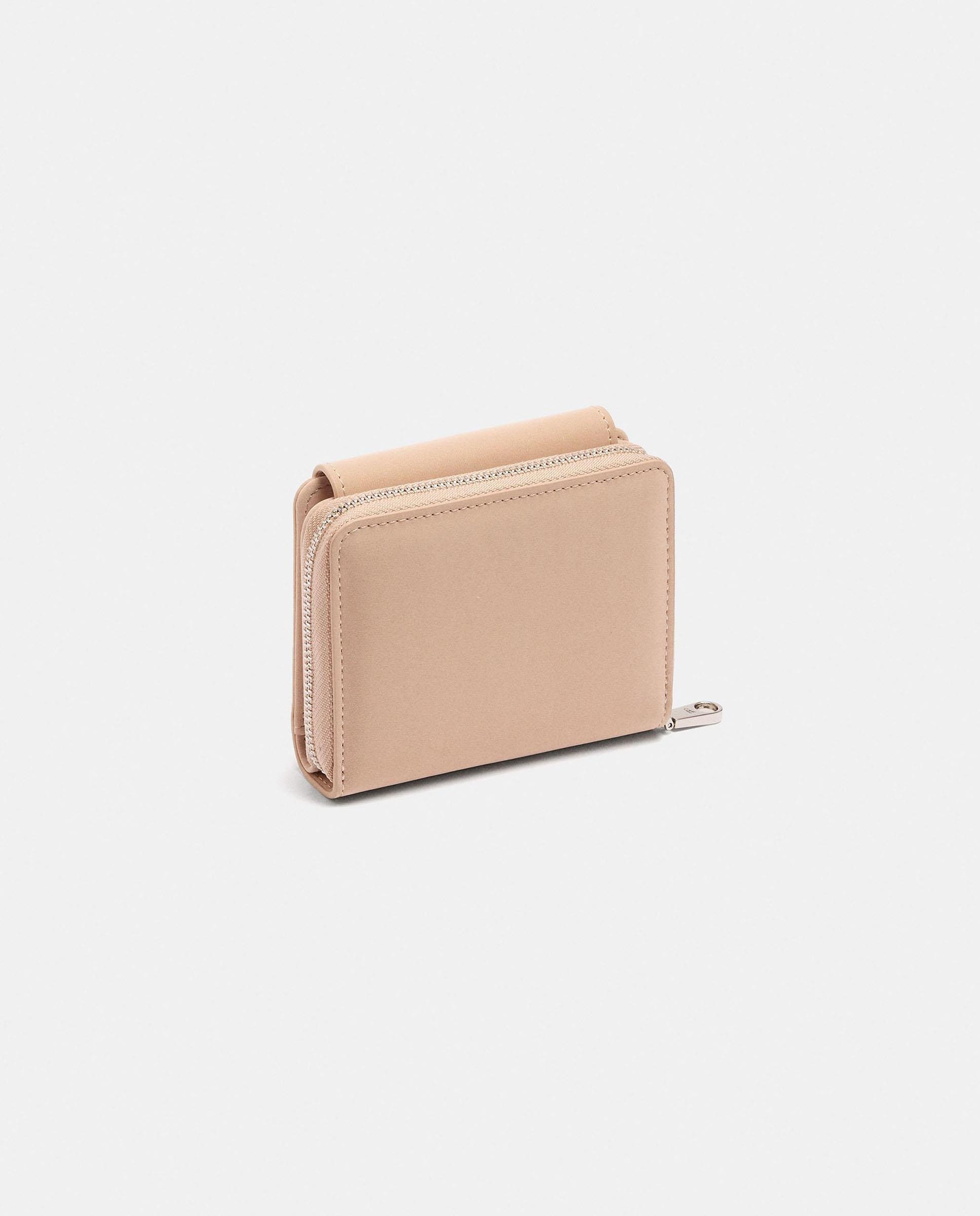 Cartera de mujer pequeña con cierre de cremallera en liso - Parfois - Beige Beige-2