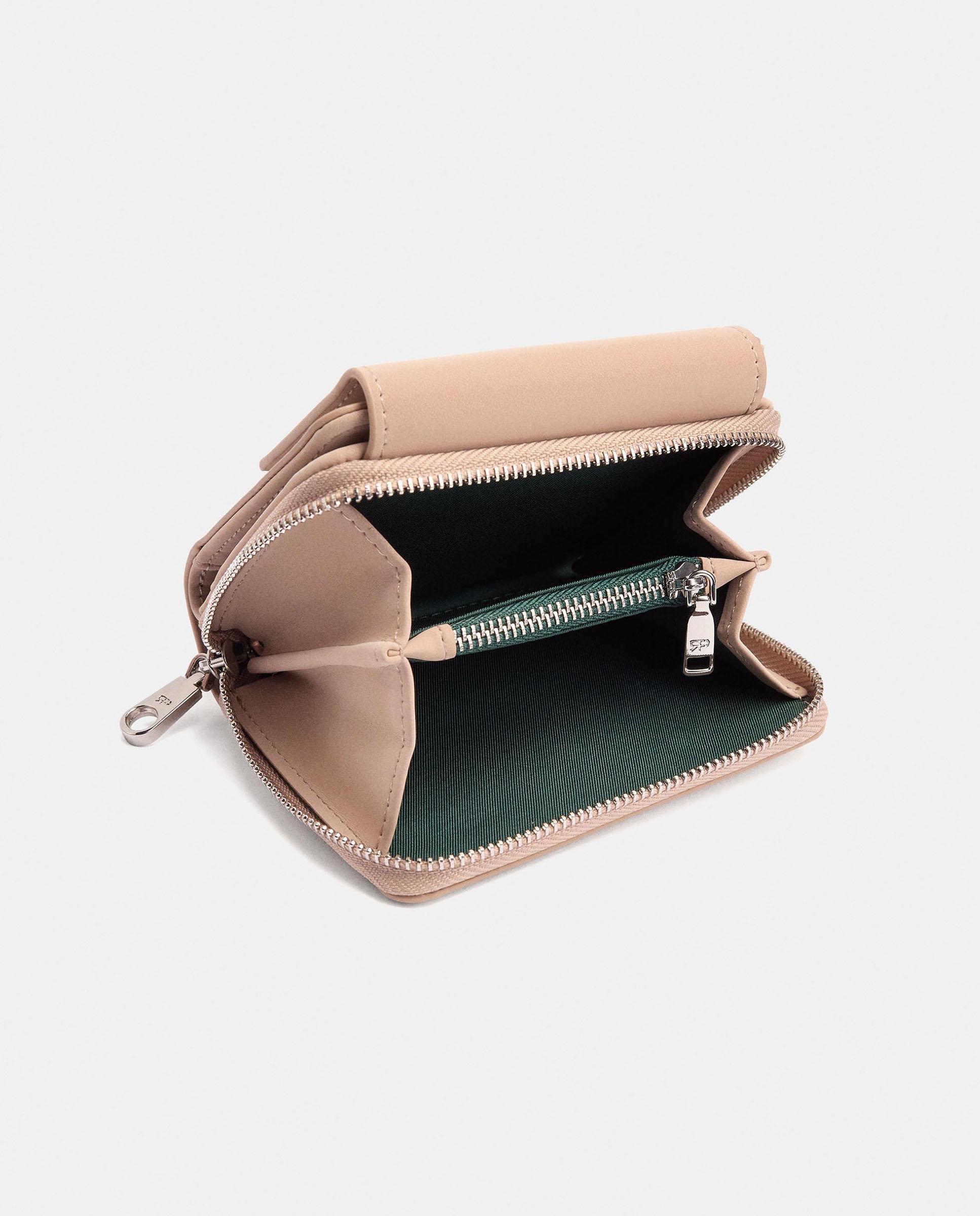 Cartera de mujer pequeña con cierre de cremallera en liso - Parfois - Beige Beige-4