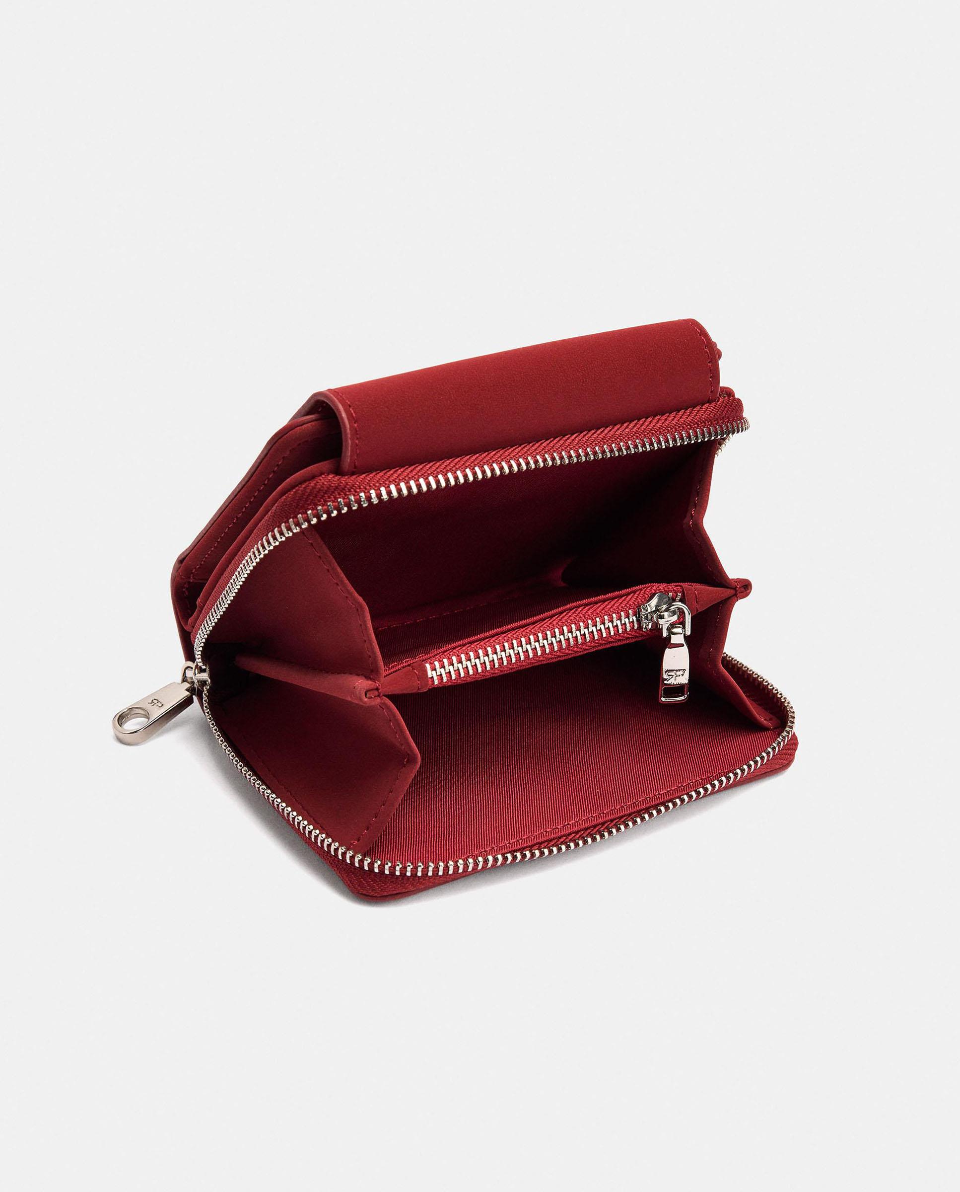 Cartera de mujer pequeña con cierre de cremallera en liso - Parfois - Rojo Rojo-4