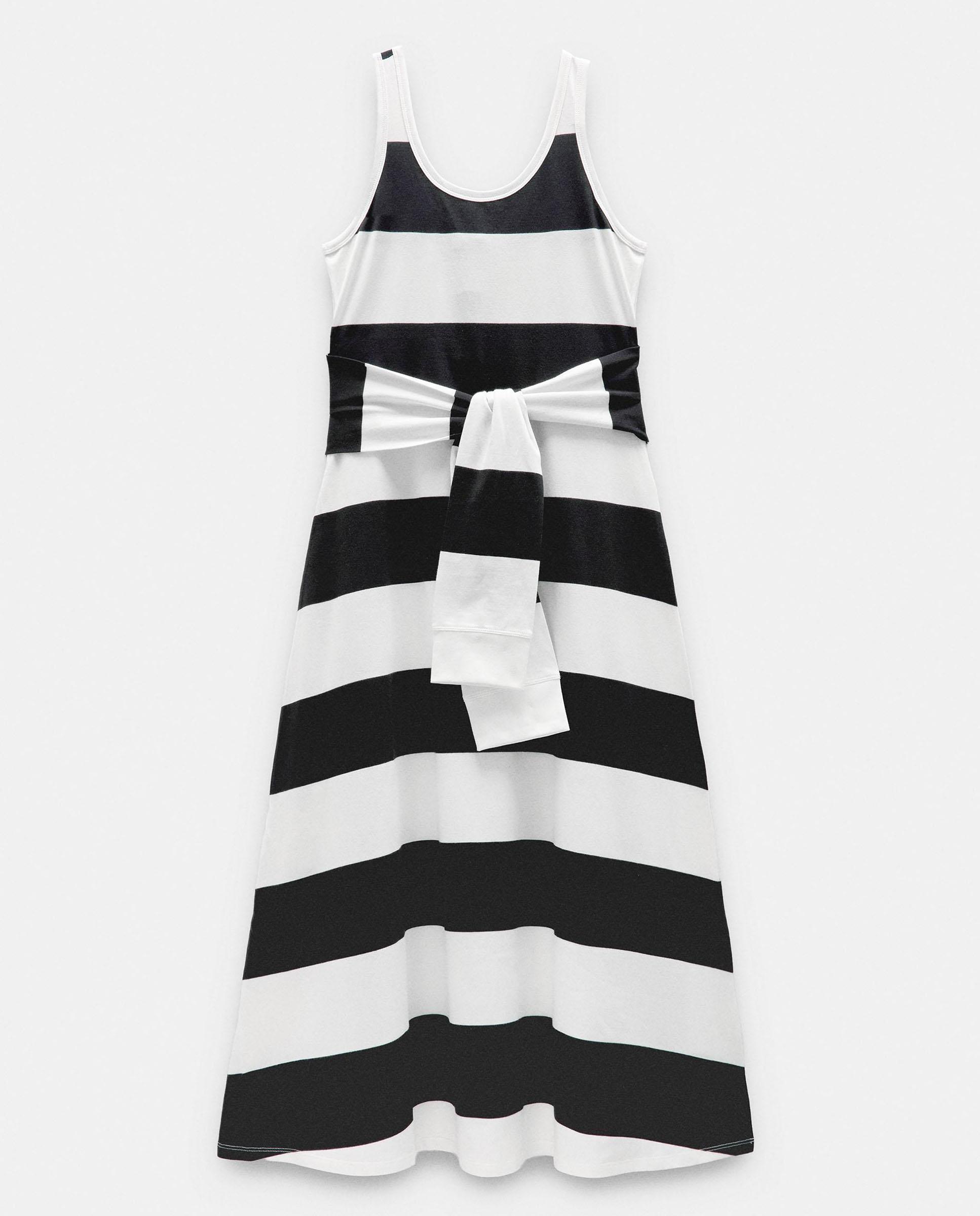 Vestido midi 100% algodón con estampado de rayas y fruncido frontal - Parfois - Multicolor Multicolor-6
