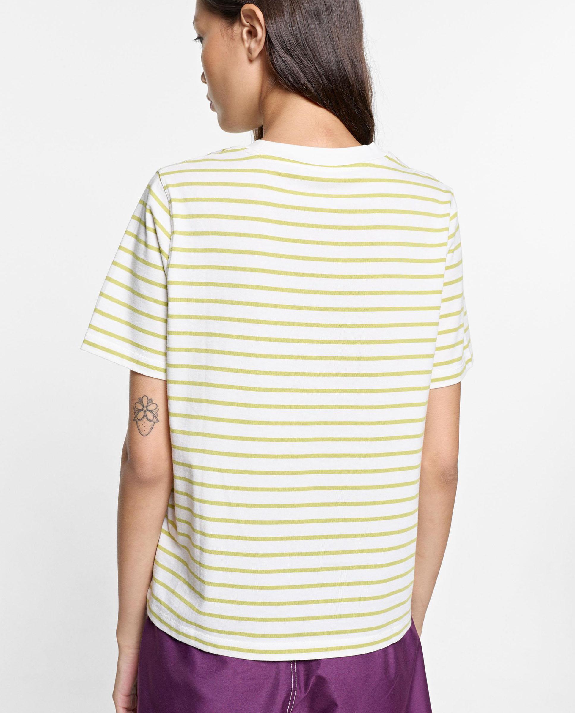 Camiseta de mujer 100% algodón de manga corta con estampado de rayas - Parfois - Lima Lima-4
