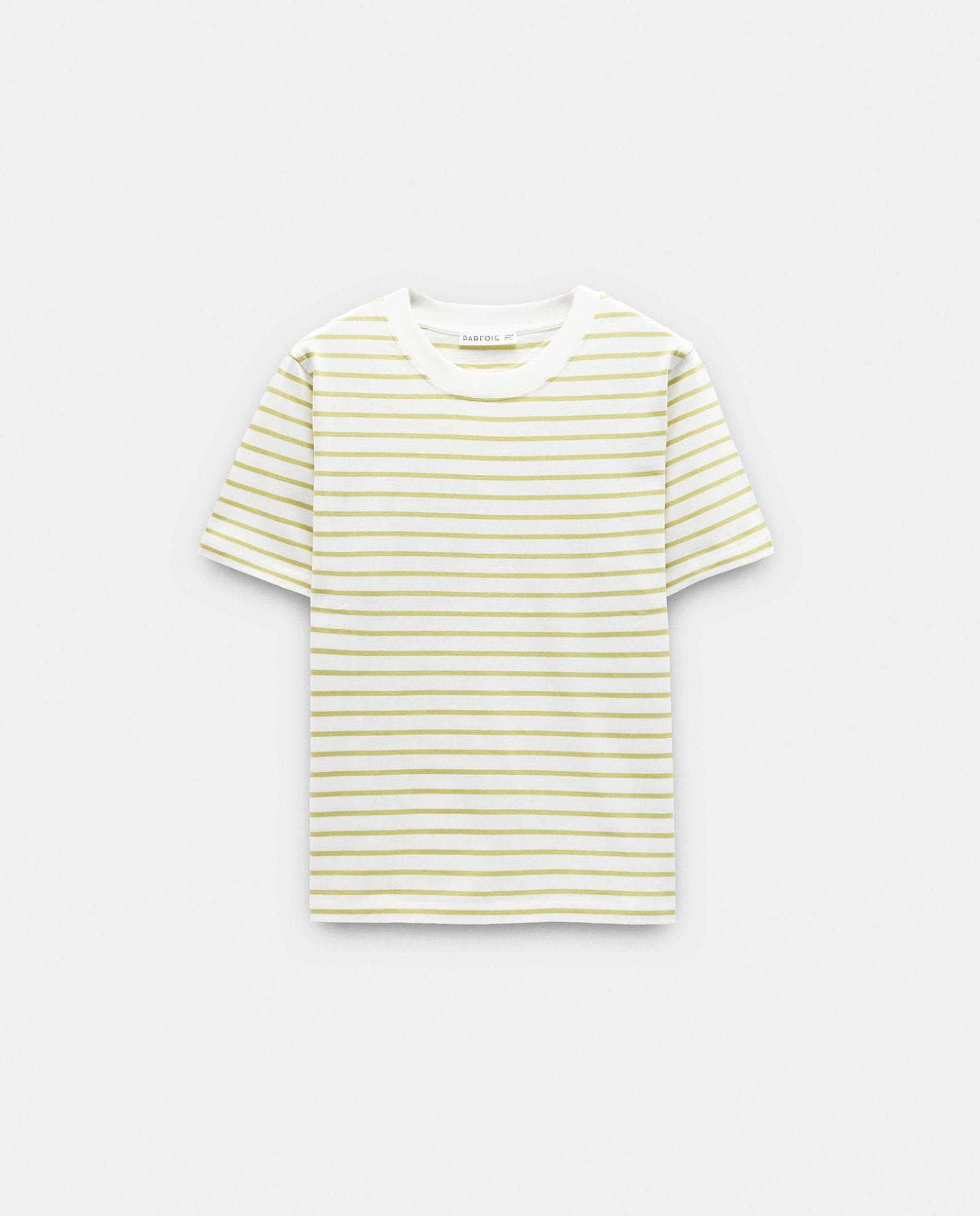 Camiseta de mujer 100% algodón de manga corta con estampado de rayas - Parfois - Lima Lima-6