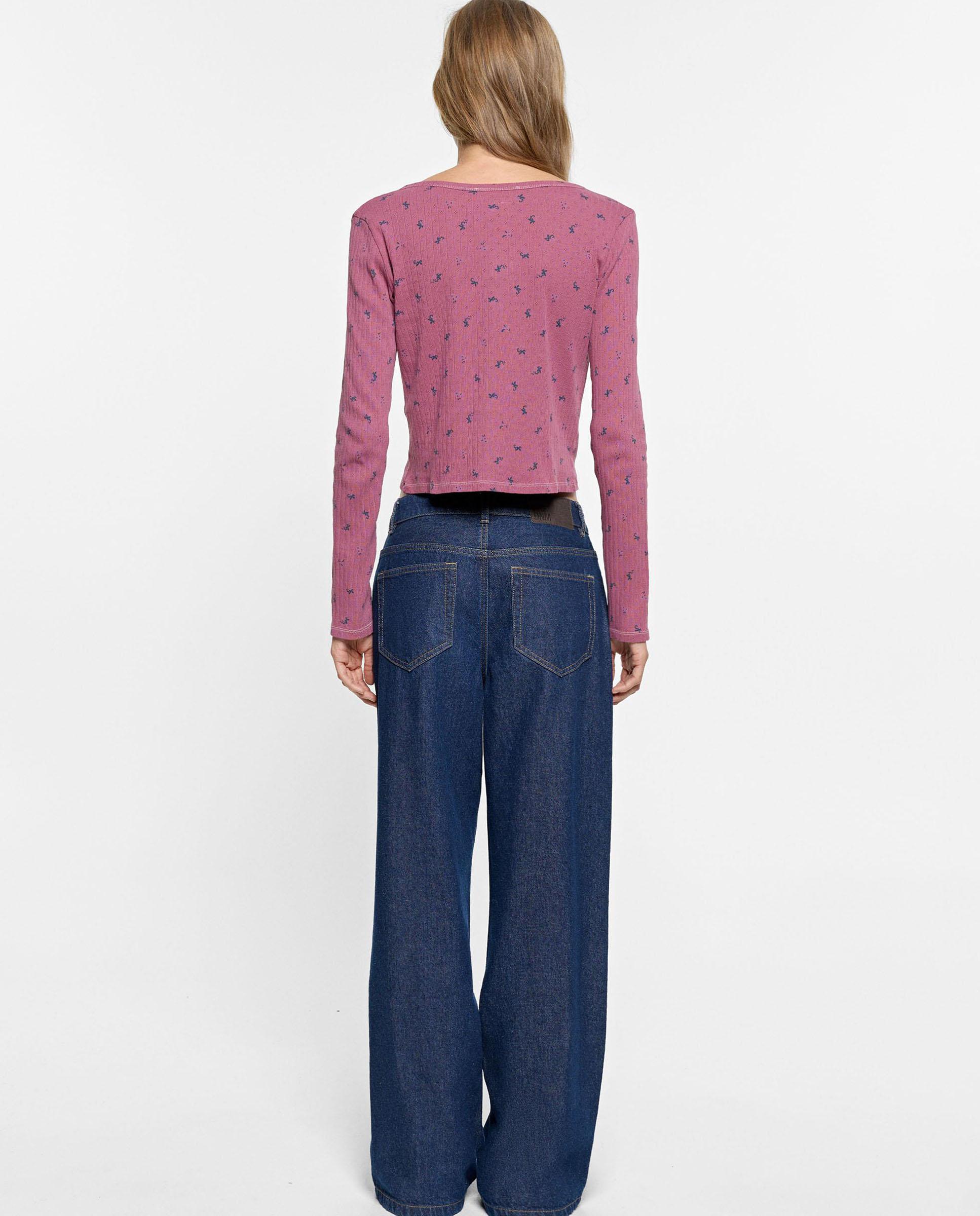 Vaqueros rectos de mujer 100% algodón en liso - Parfois - Azul marino Azul marino-4