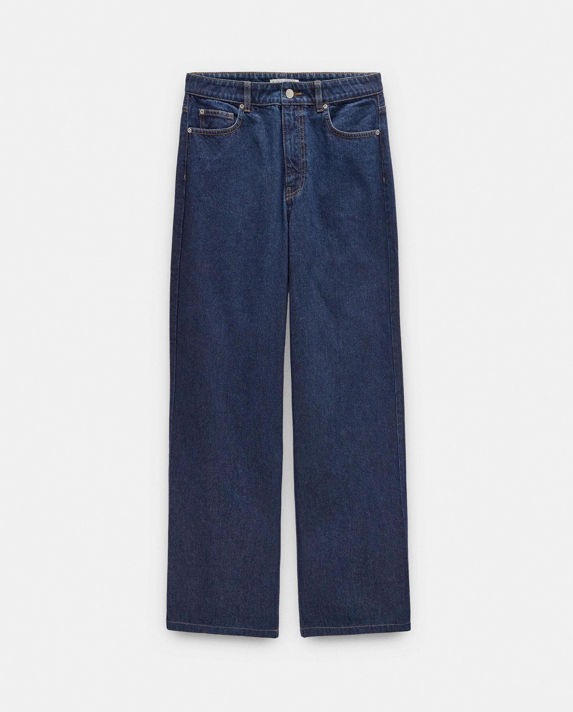 Vaqueros rectos de mujer 100% algodón en liso - Parfois - Azul marino Azul marino-6