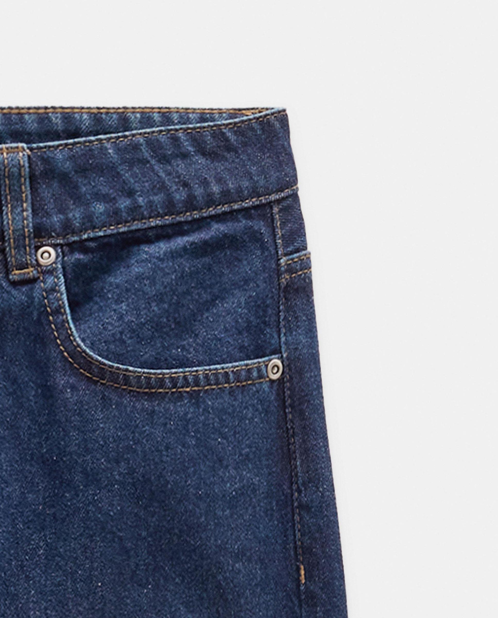 Vaqueros rectos de mujer 100% algodón en liso - Parfois - Azul marino Azul marino-5