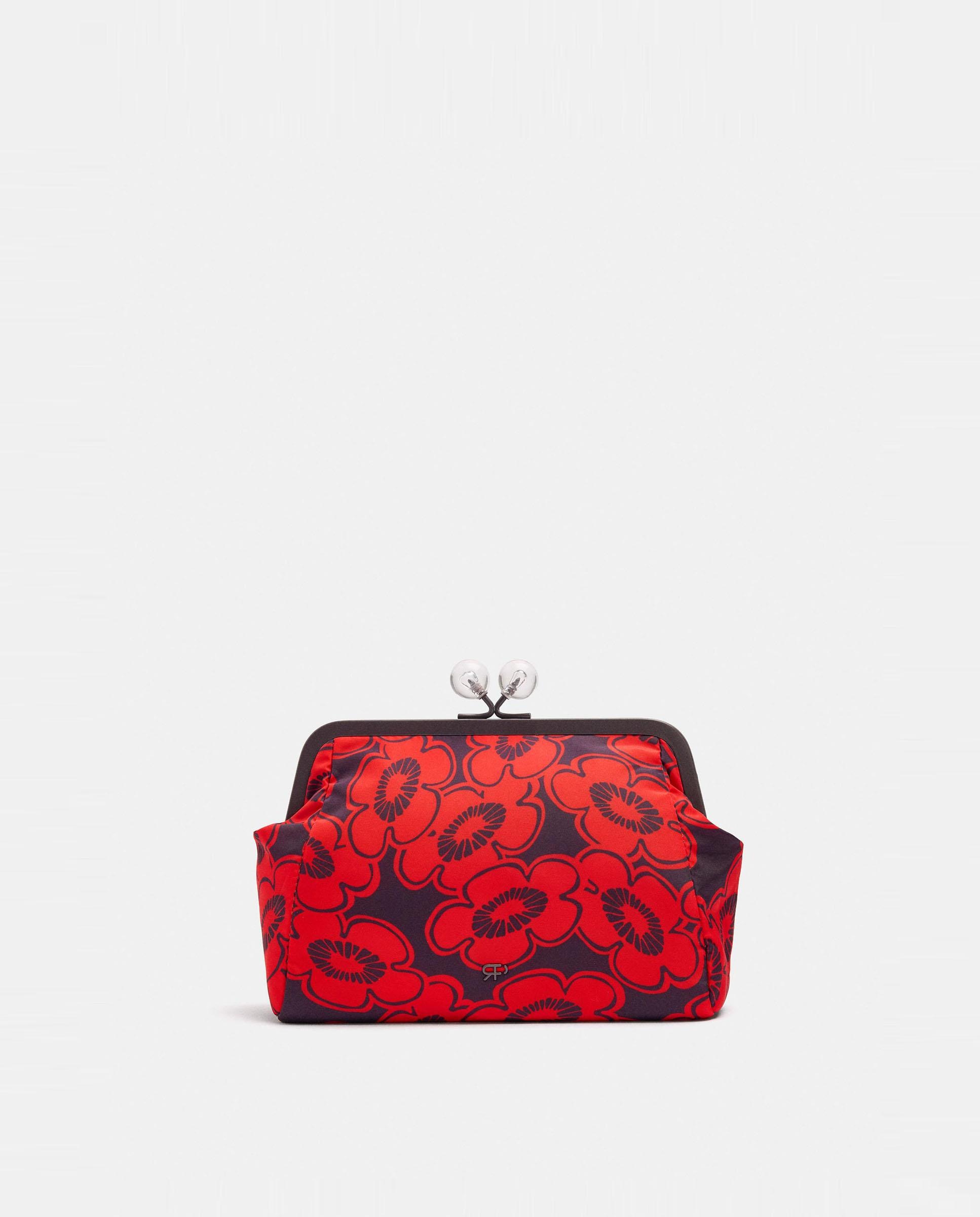 Neceser grande con cierre de botón y estampado floral - Parfois - Rojo Rojo-1