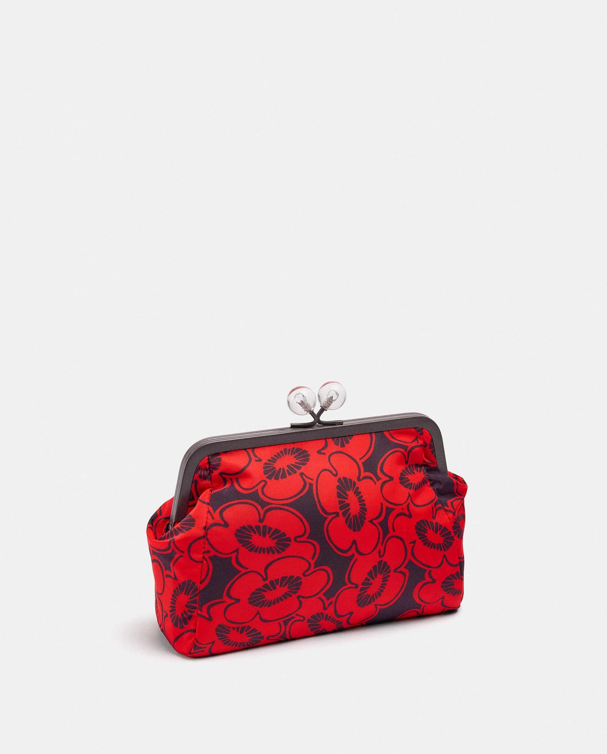 Neceser grande con cierre de botón y estampado floral - Parfois - Rojo Rojo-2