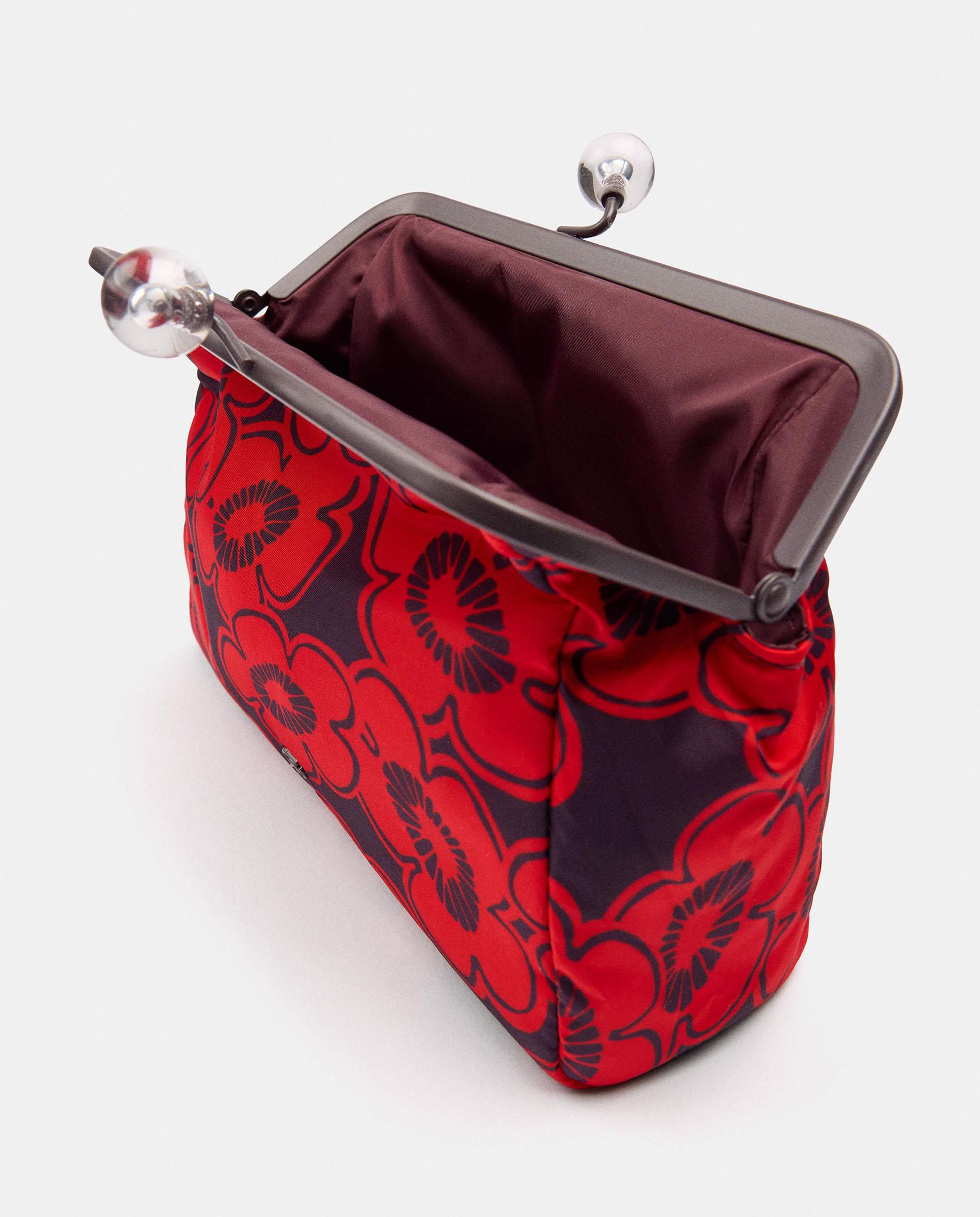 Neceser grande con cierre de botón y estampado floral - Parfois - Rojo Rojo-4