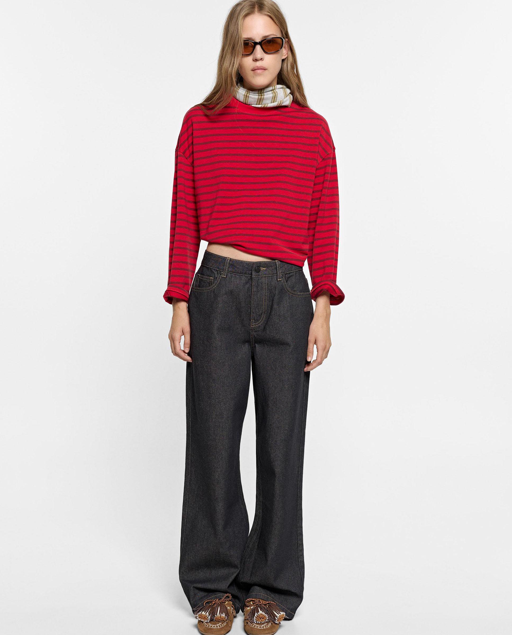 Vaqueros rectos de mujer 100% algodón en liso - Parfois - Negro Negro-1