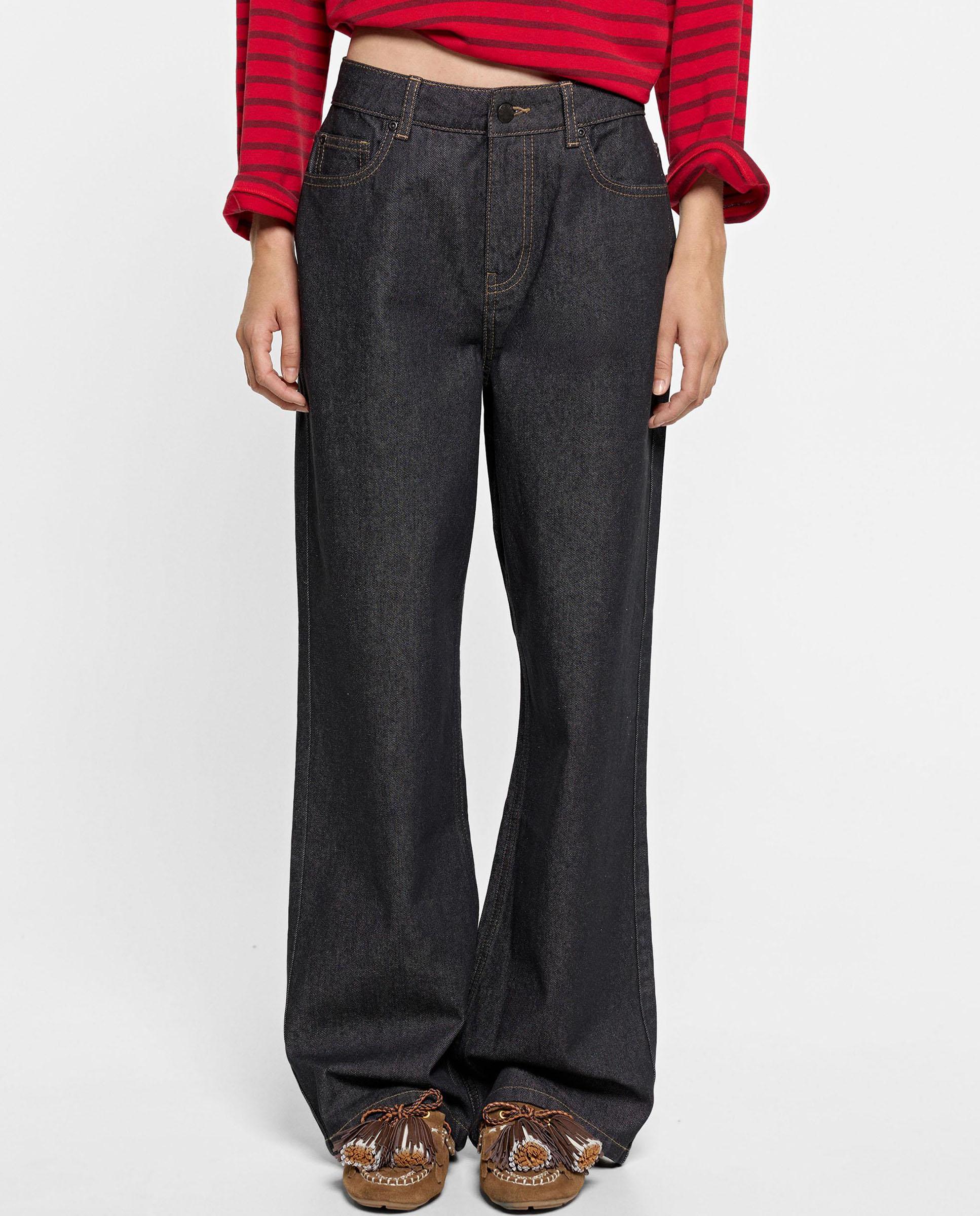 Vaqueros rectos de mujer 100% algodón en liso - Parfois - Negro Negro-5