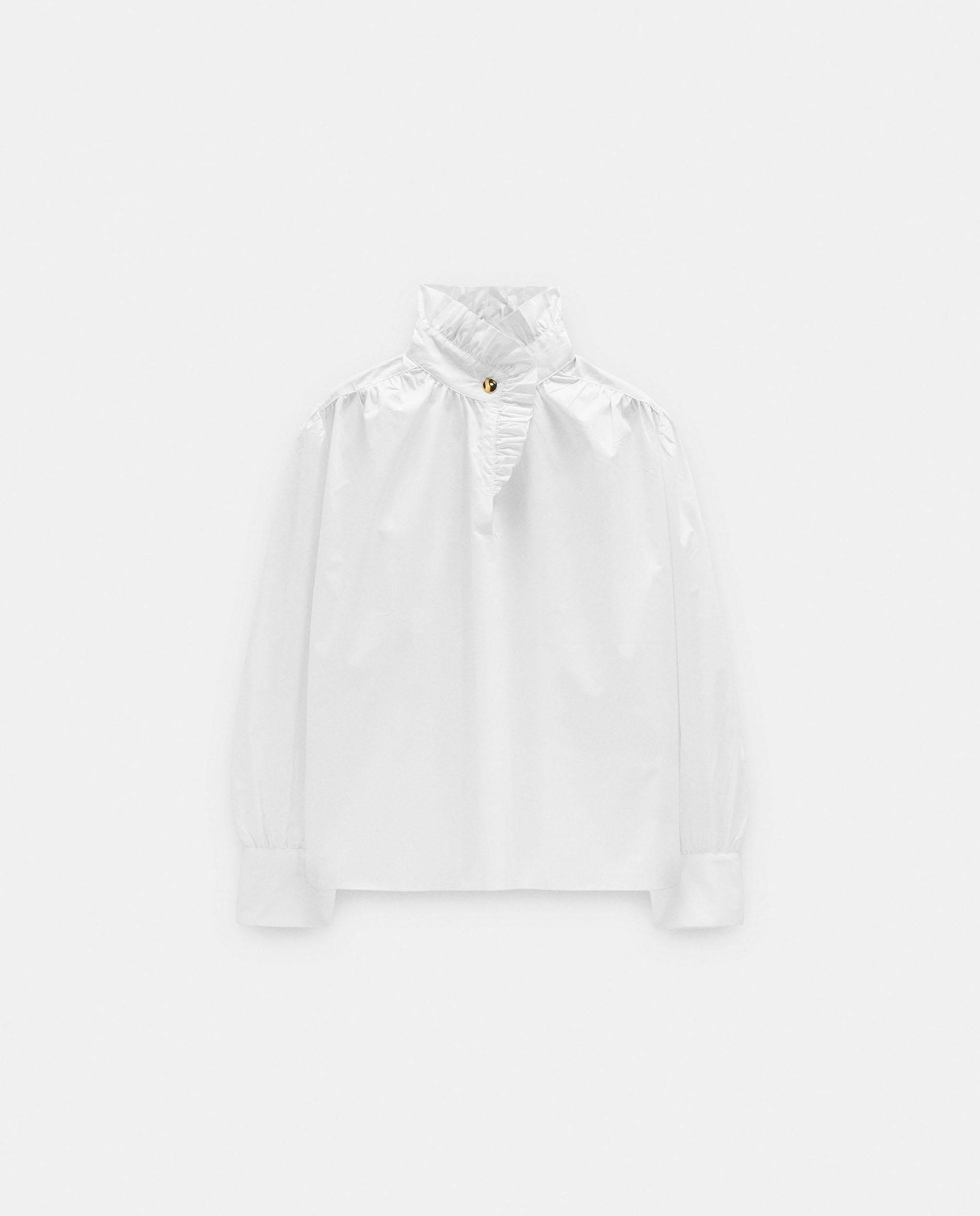 Imagen 7 de Blusa de mujer 100% algodón con cuello alto y volante - Parfois - Crudo Crudo