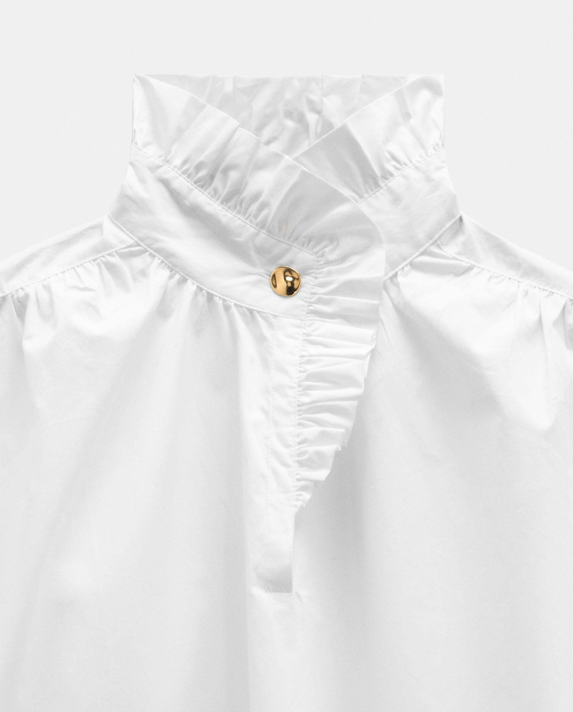 Imagen 8 de Blusa de mujer 100% algodón con cuello alto y volante - Parfois - Crudo Crudo