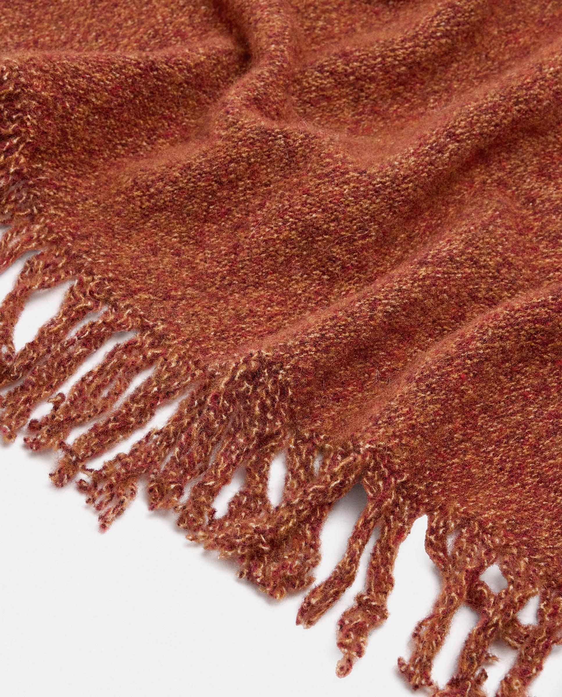 Mantón 100% lana con flecos en liso - Parfois - Teja Teja-2