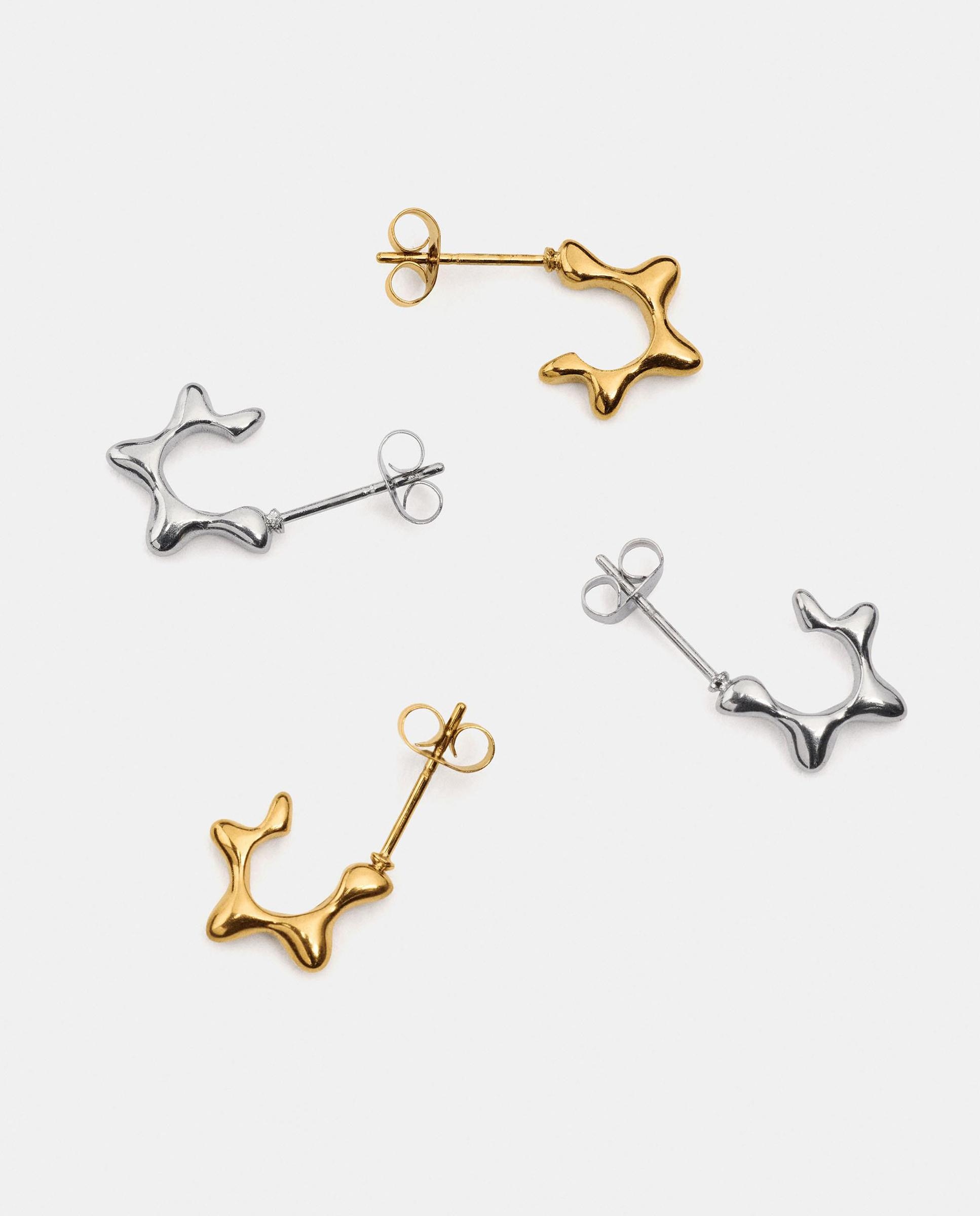 Pack de pendientes de aro de acero inoxidable con forma de estrella - Parfois - Multicolor Multicolor-3