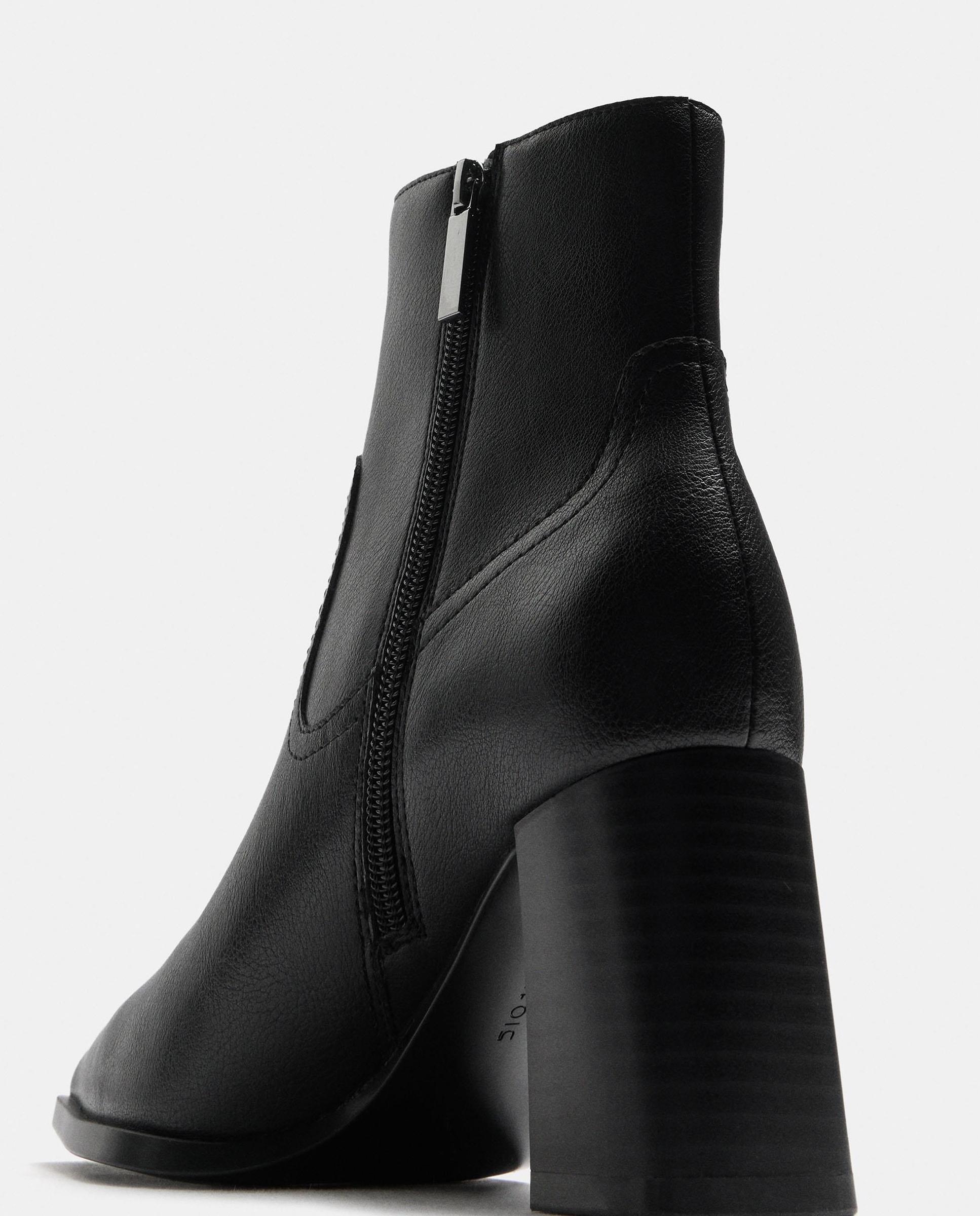 Botines básicos de mujer con cierre de cremallera en liso - Parfois - Negro Negro-5