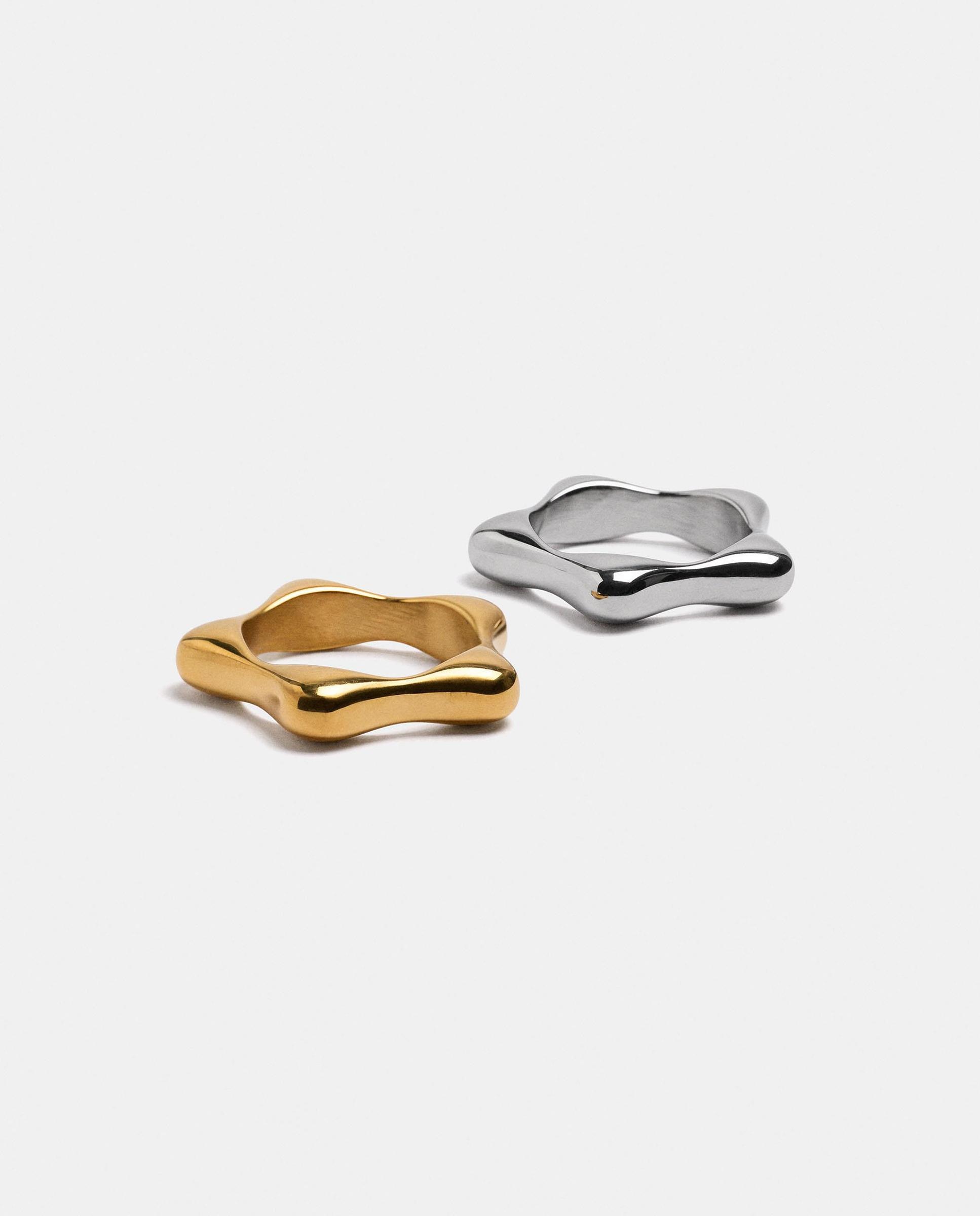 Pack de 2 anillos de acero inoxidable con forma de estrella - Parfois - Multicolor Multicolor-3